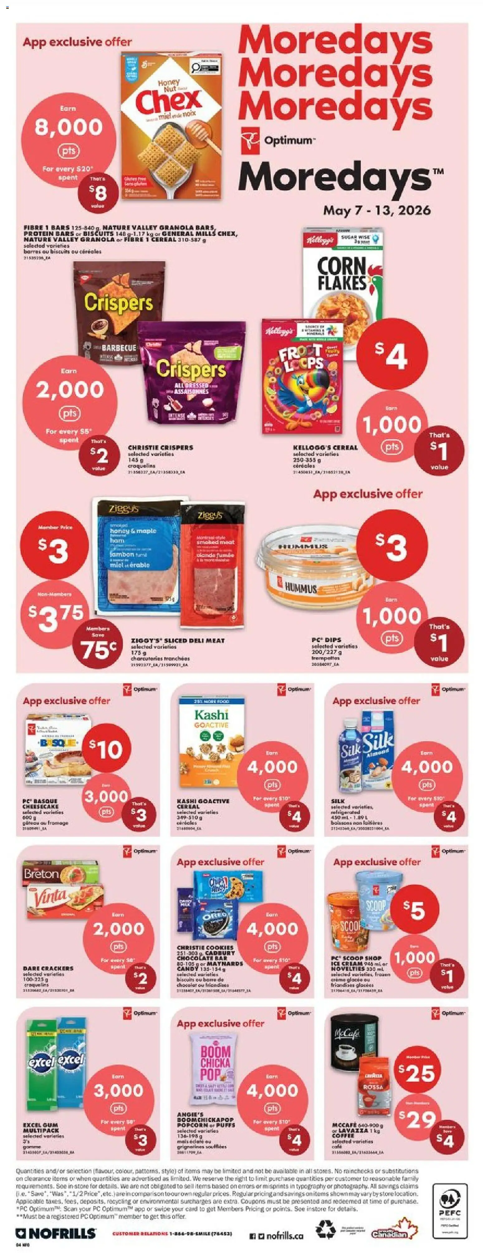 No Frills flyer valid from 07.05.2026 | Page: 4 | Products: Cream, Flakes, Ice cream, Milk