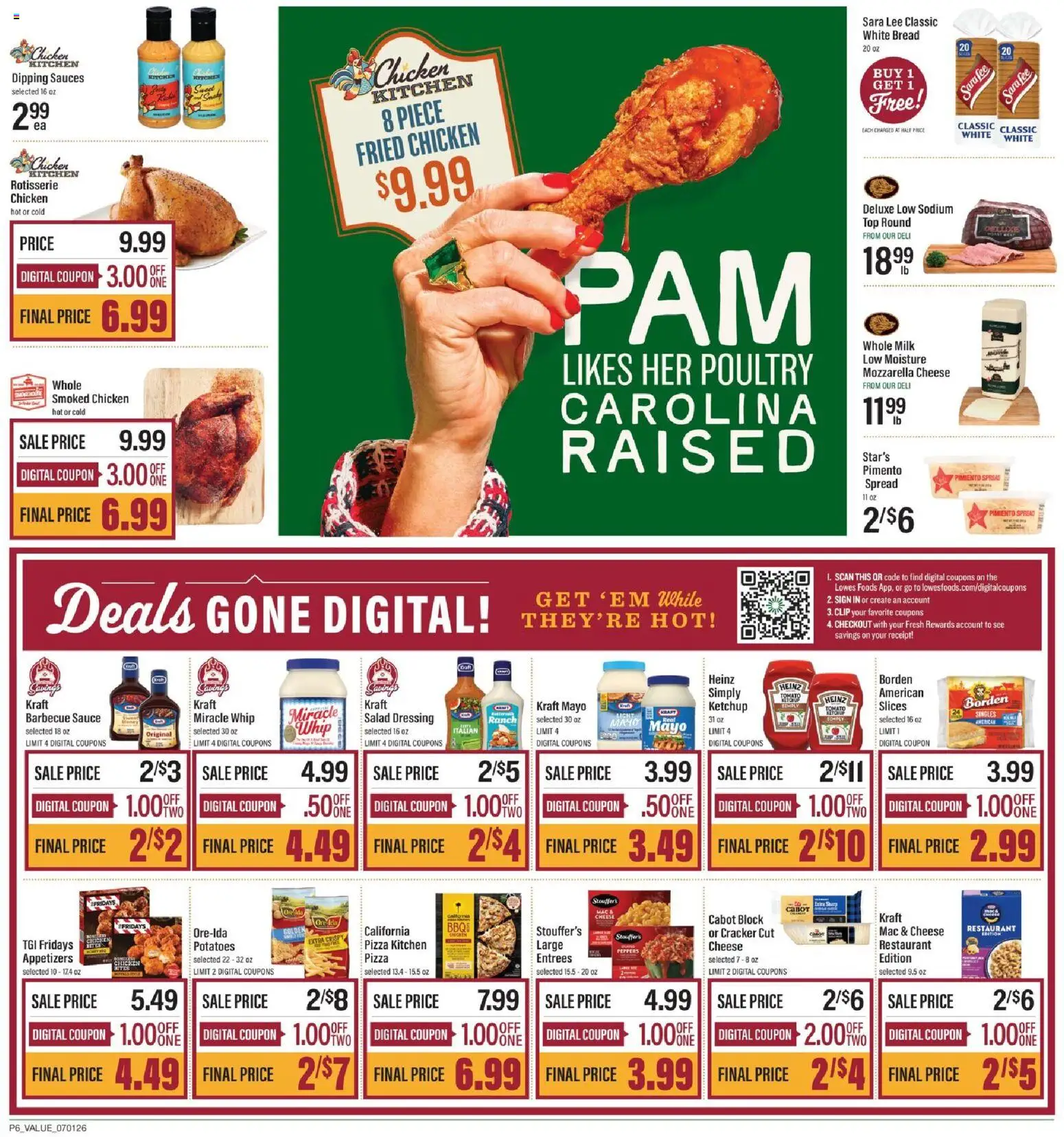 Lowes Foods Weekly Ad - NC - valid from 07/01/2026 | Page: 9 | Products: Bread, Pizza, Salad, Potatoes