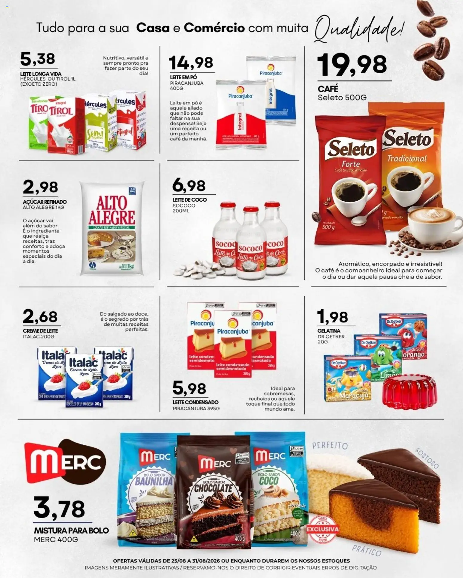 Mercadão Atacadista Folheto - válido de 25/08/2026 | Página: 8 | Produtos: Chocolate, Bolo, Leite de coco, Mistura para bolo