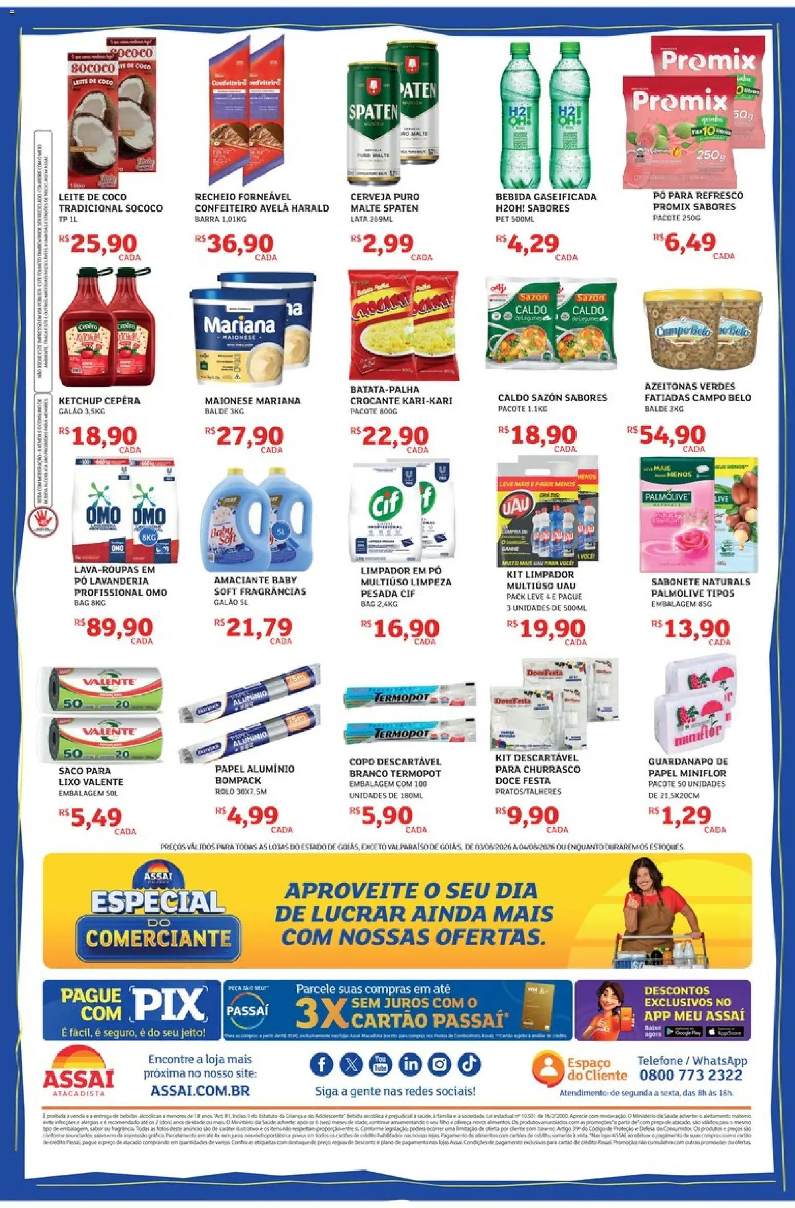 Assaí Atacadista Folheto - válido de 03/08/2026 | Página: 2 | Produtos: Coco, Azeitonas, Amaciante, Balde