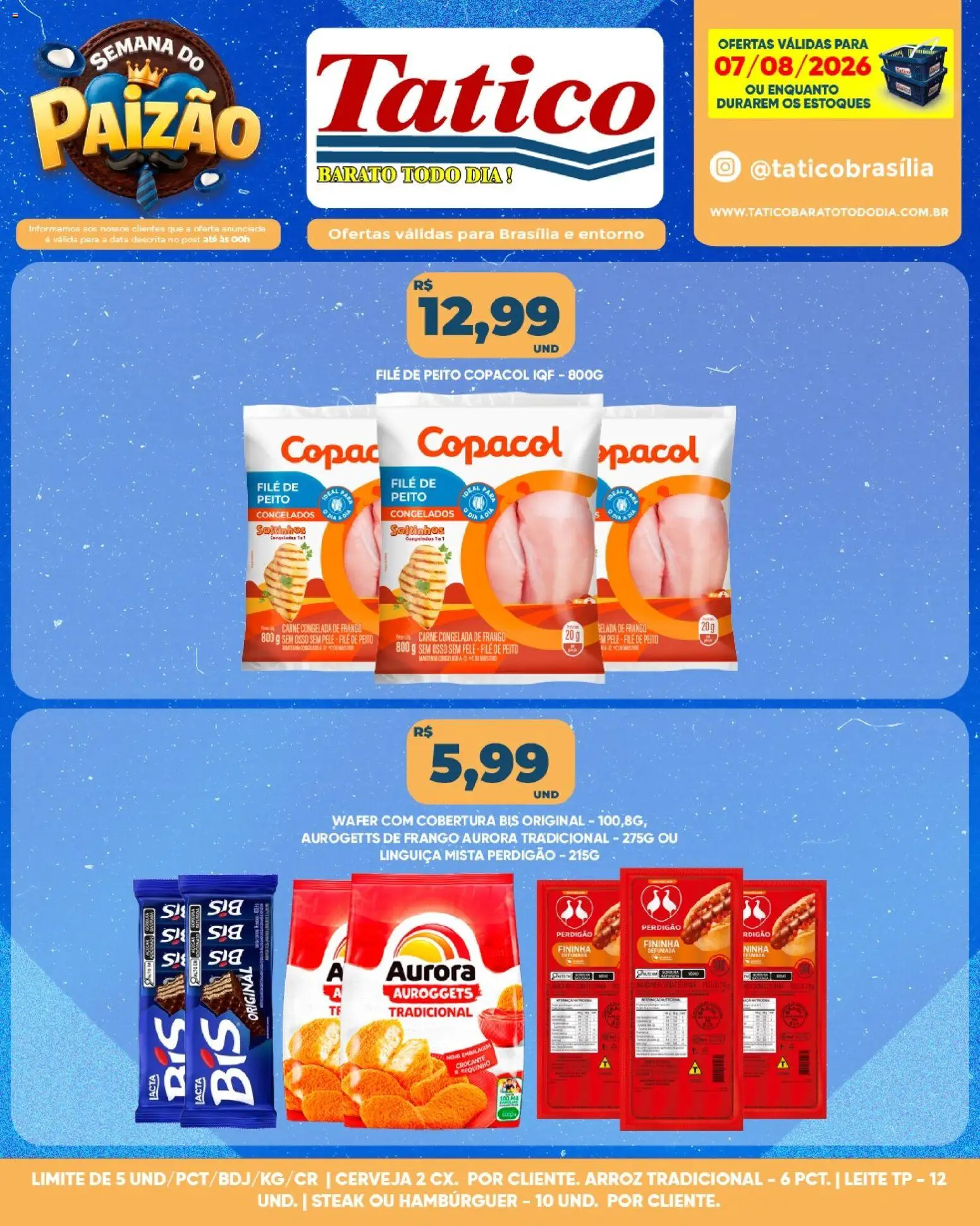 Tatico Folheto - válido de 07/08/2026 | Página: 7 | Produtos: Steak, Cerveja, Arroz, Carne