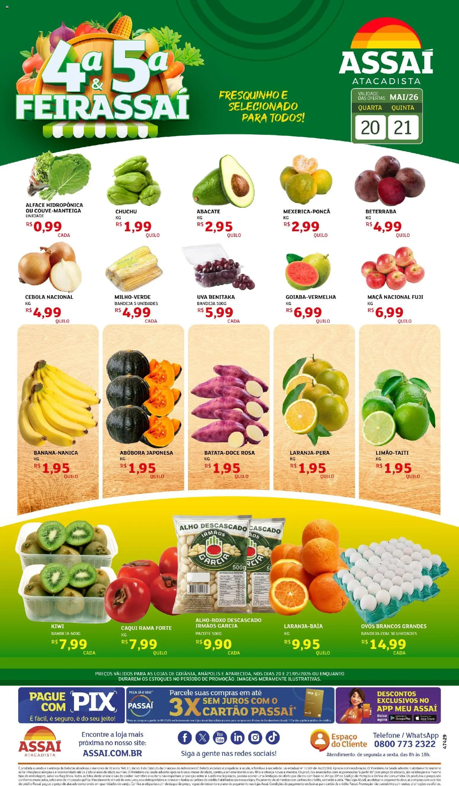 Assaí Atacadista Folheto - válido de 20.05.2026 | Página: 1 | Produtos: Chuchu, Cebola, Bebida, Bandeja