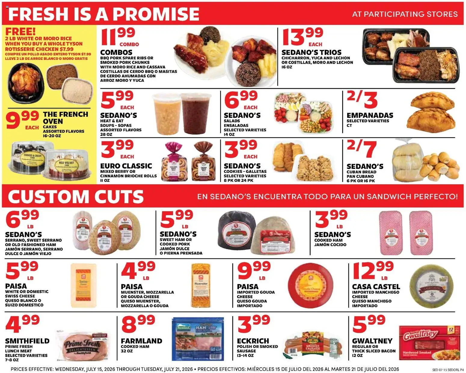 Sedano's Weekly Ad - valid from 07/15/2026 | Page: 4 | Products: Pan, Cheese, Ham, Sausage