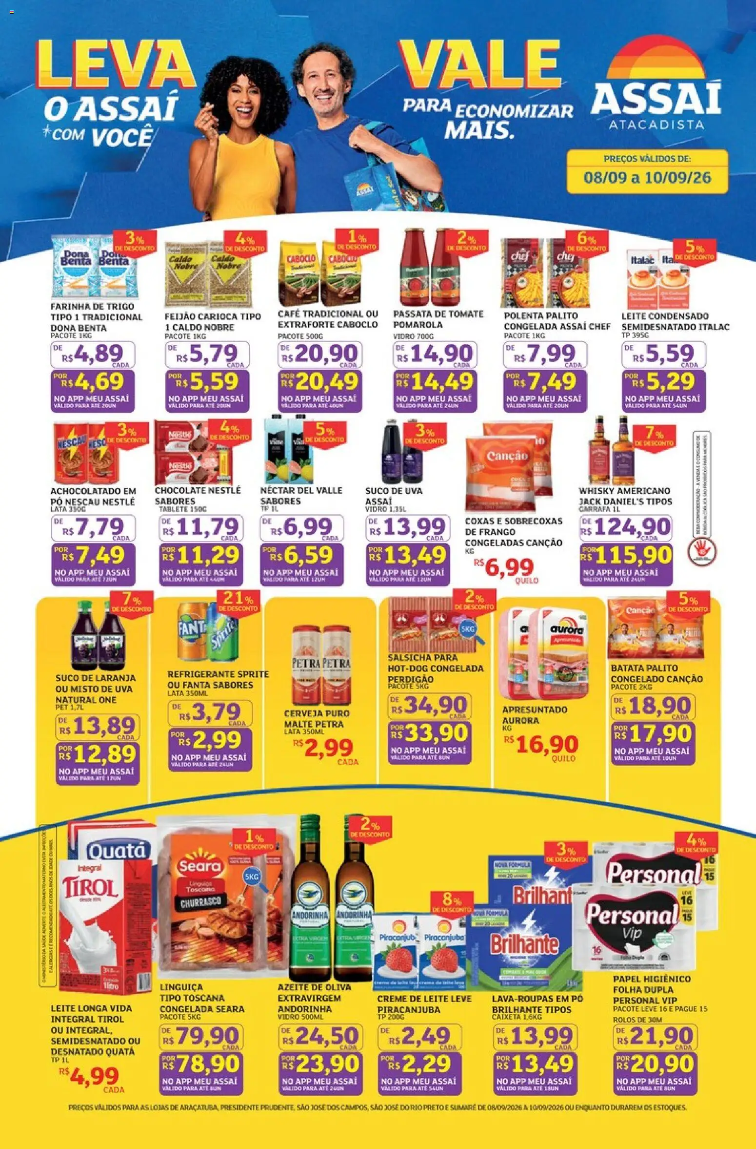 Assaí Atacadista Folheto - válido de 08/09/2026 | Página: 1 | Produtos: Nescau, Café, Cerveja, Papel higiênico
