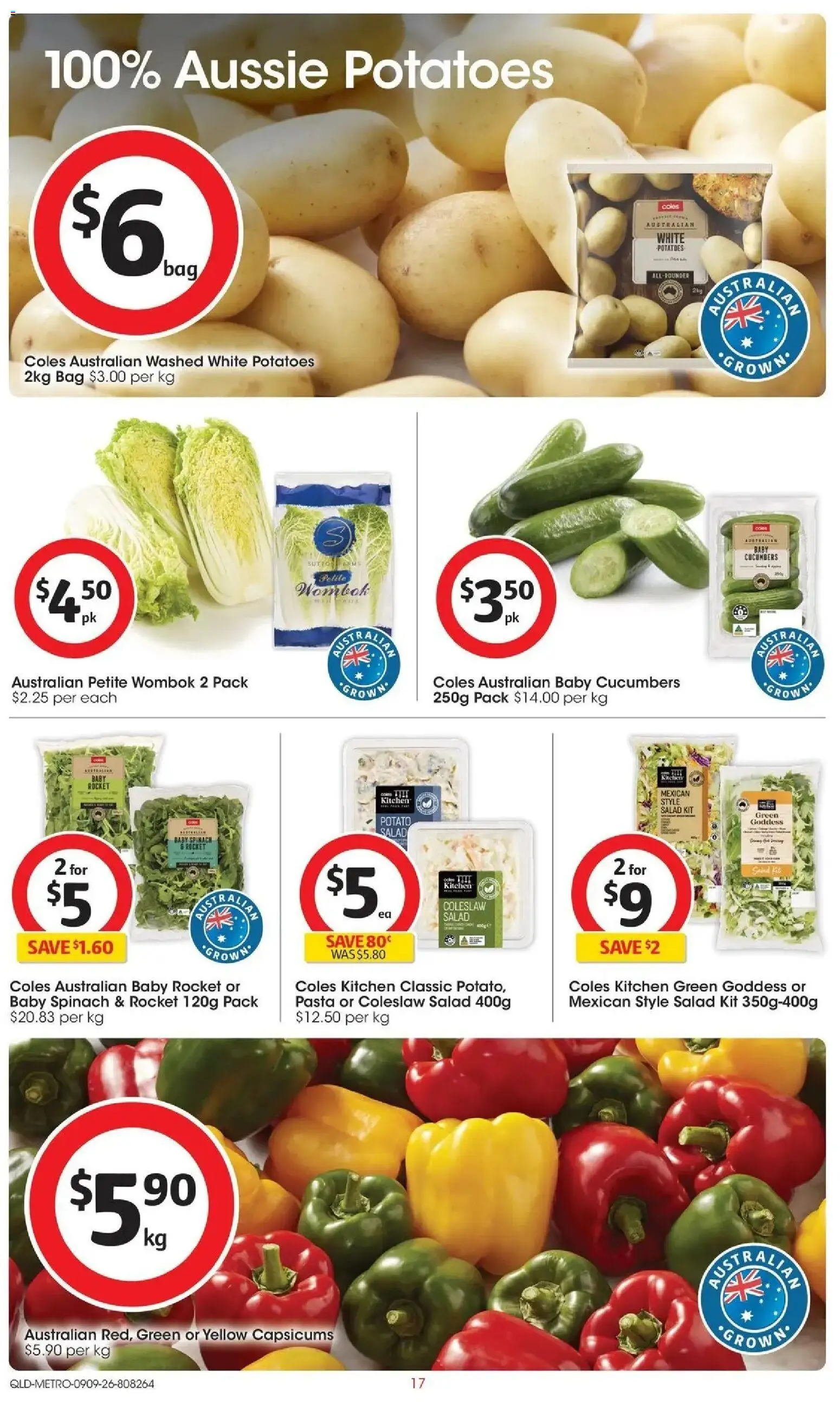 Coles catalogue - valid from 09/09/2026 | Page: 17 | Products: Cucumbers, Rocket, Baby spinach, Bag