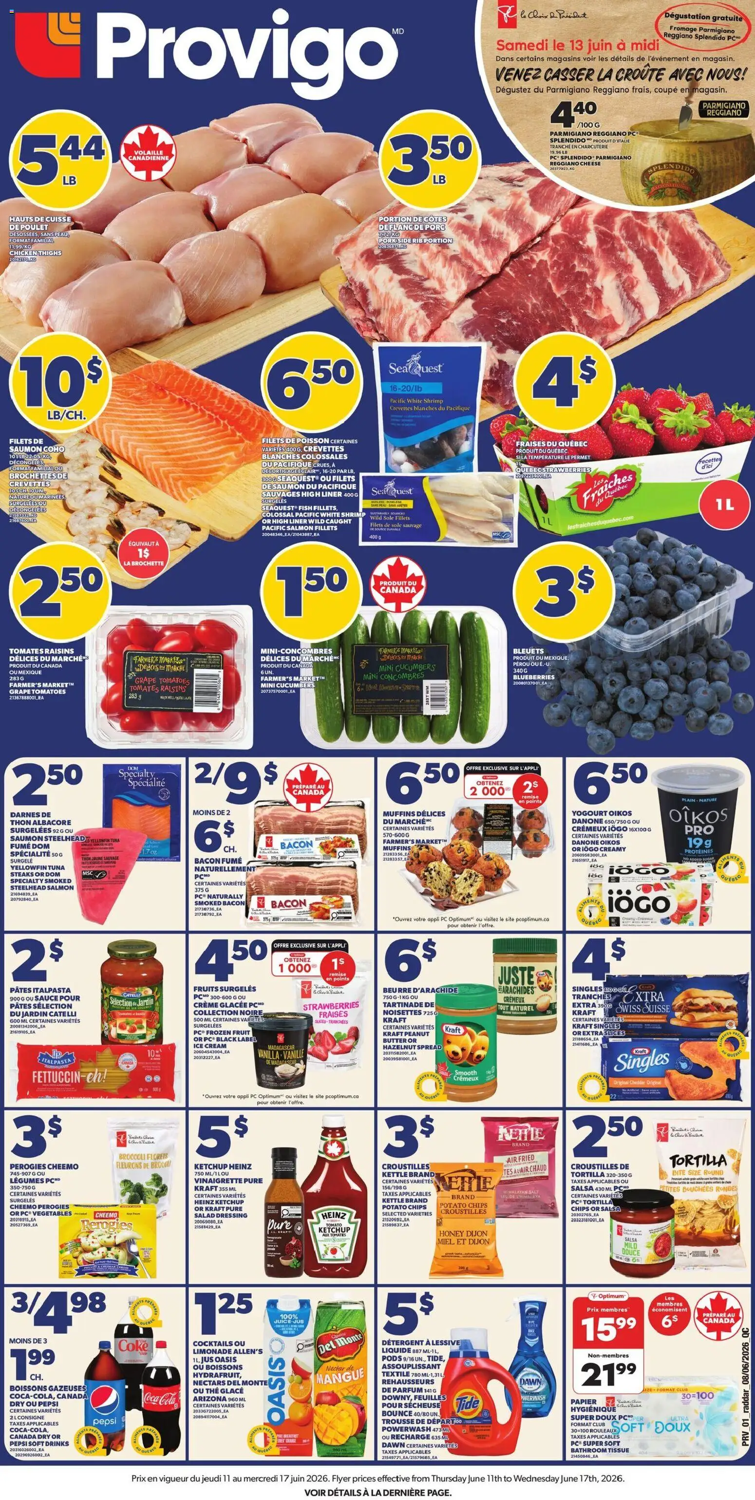 Provigo flyer valid from 11.06.2026 | Page: 2 | Products: Chips, Ketchup, Cream, Pork