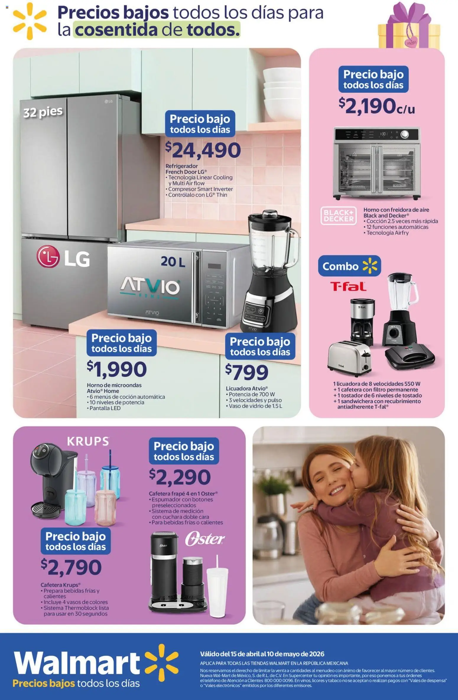 Nuevas ofertas de Walmart válidas en toda la República Mexicana desde el 15.04.2026. ¡Encuentra las mejores ofertas en Walmart folleto Precios bajos todos los días! | Página: 14 | Productos: Sandwichera, Horno, Microondas, Vasos
