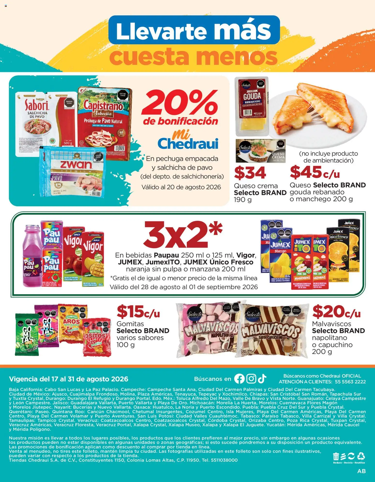 Nuevas ofertas de Chedraui válidas en toda la República Mexicana desde el 17/08/2026. ¡Encuentra las mejores ofertas en Chedraui folleto! | Página: 16 | Productos: Durazno, Crema, Manzana, Capuchino