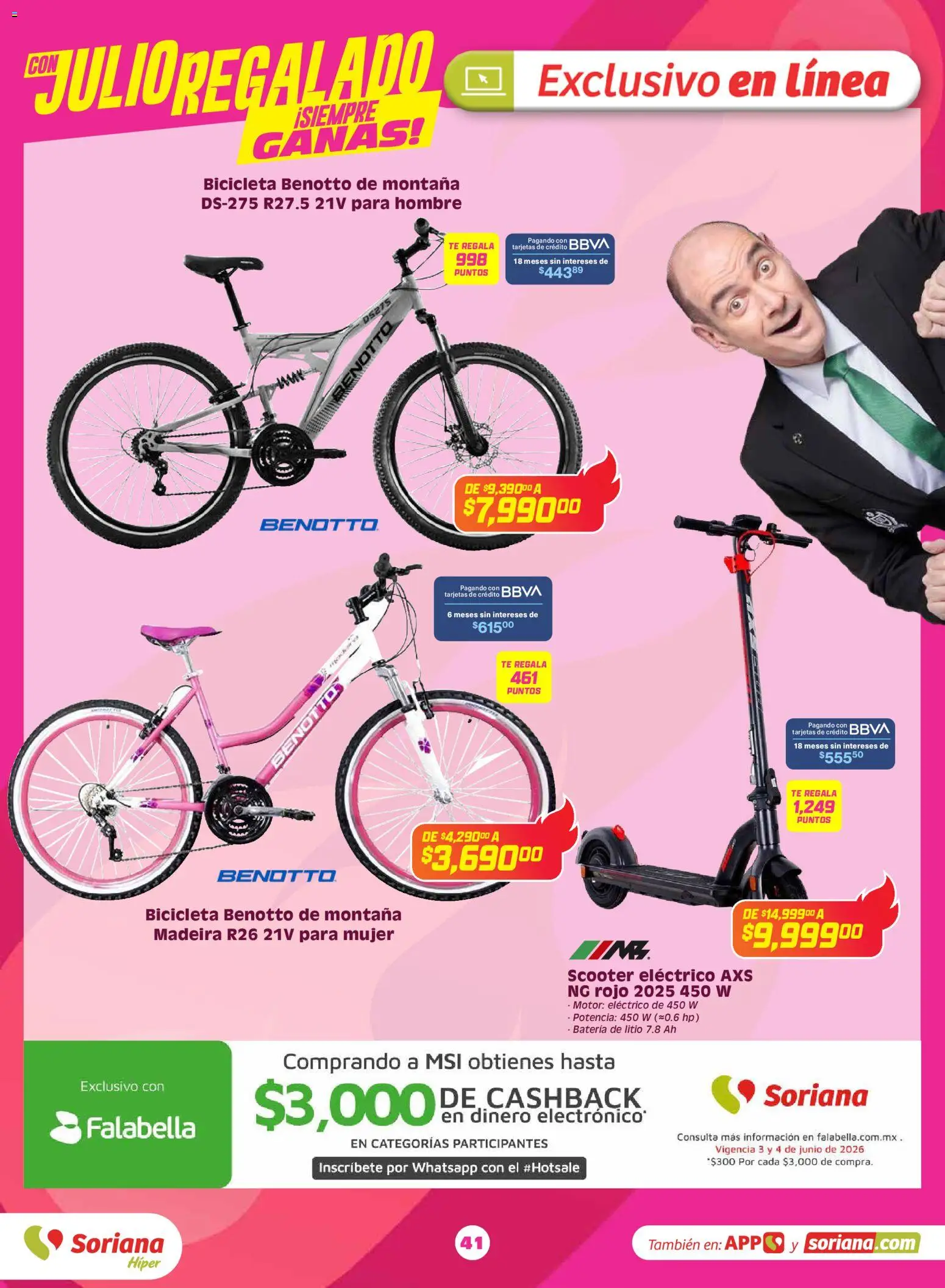 Nuevas ofertas de Soriana válidas en toda la República Mexicana desde el 03.06.2026. ¡Encuentra las mejores ofertas en Soriana Con Julio Regalado siempre ganas Híper Nacional! | Página: 41 | Productos: Scooter, Té, Batería