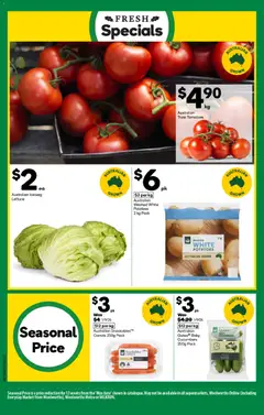 Preview of Woolworths catalogue  QLD - valid from 30/09/2026 | Page: 12 | Products: Lettuce, Tomatoes, Carrots, Potatoes