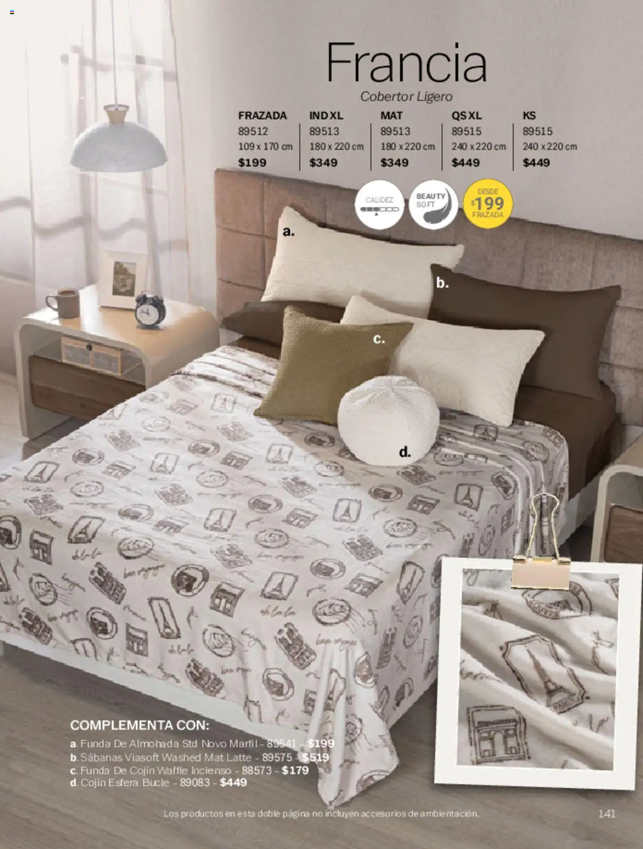 Nuevas ofertas de Vianney válidas en toda la República Mexicana desde el 07.03.2025. ¡Encuentra las mejores ofertas en Vianney catálogo Primavera! | Página: 143 | Productos: Cobertor, Funda de almohada, Almohada, Sabanas