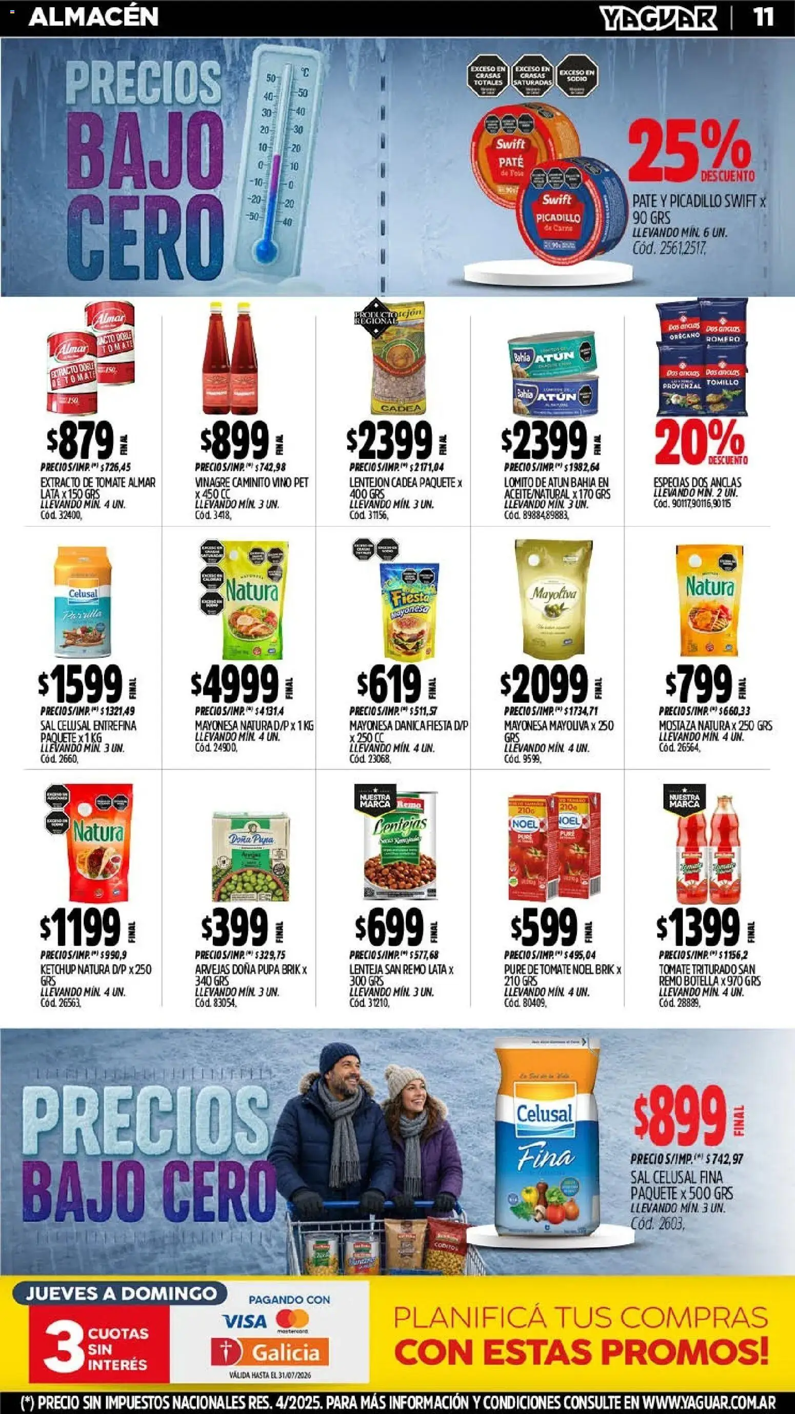 Yaguar - Oferta Semanal Mendoza │ válido desde el 20/07/2026 | Página: 11 | Productos: Lentejas, Vinagre, Mayonesa, Arvejas