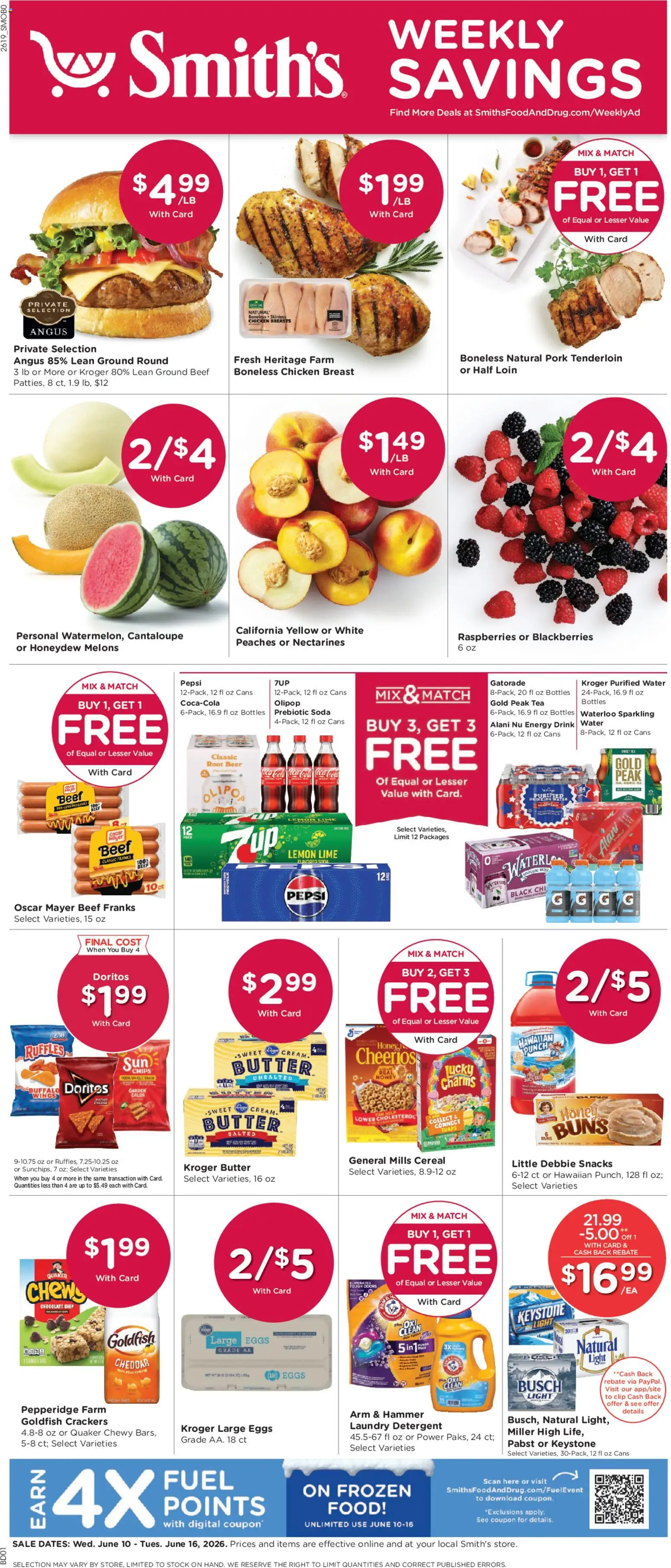 Smith's Weekly Ad - ID - valid from 10.06.2026 | Page: 1 | Products: Peaches, Butter, Tea, Lime