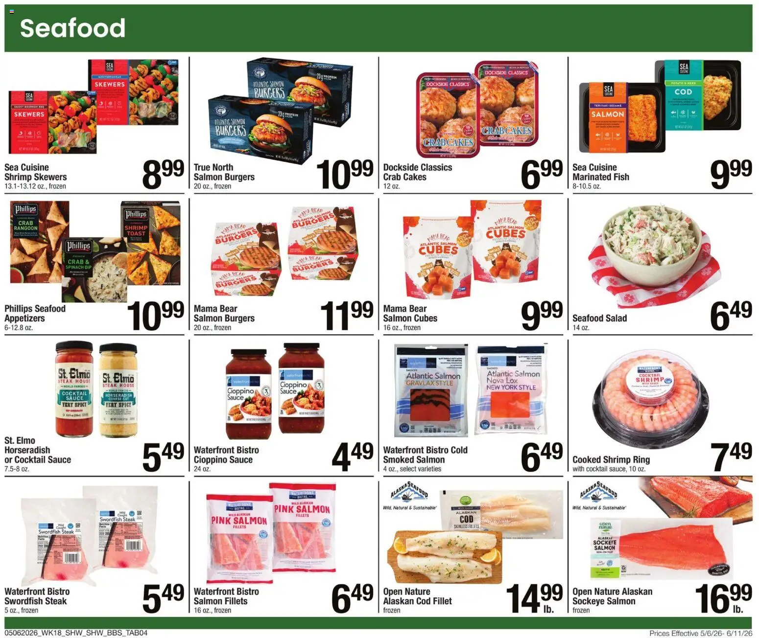 Shaw's Big Book of Savings - valid from 06.05.2026 | Page: 4 | Products: Spinach, Water, Sauce, Seafood