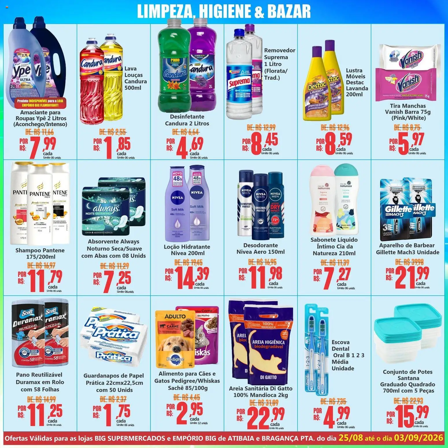 Big Supermercados Folheto - válido de 25/08/2026 | Página: 6 | Produtos: Carne, Roupas, Aparelho de barbear, Sabonete líquido