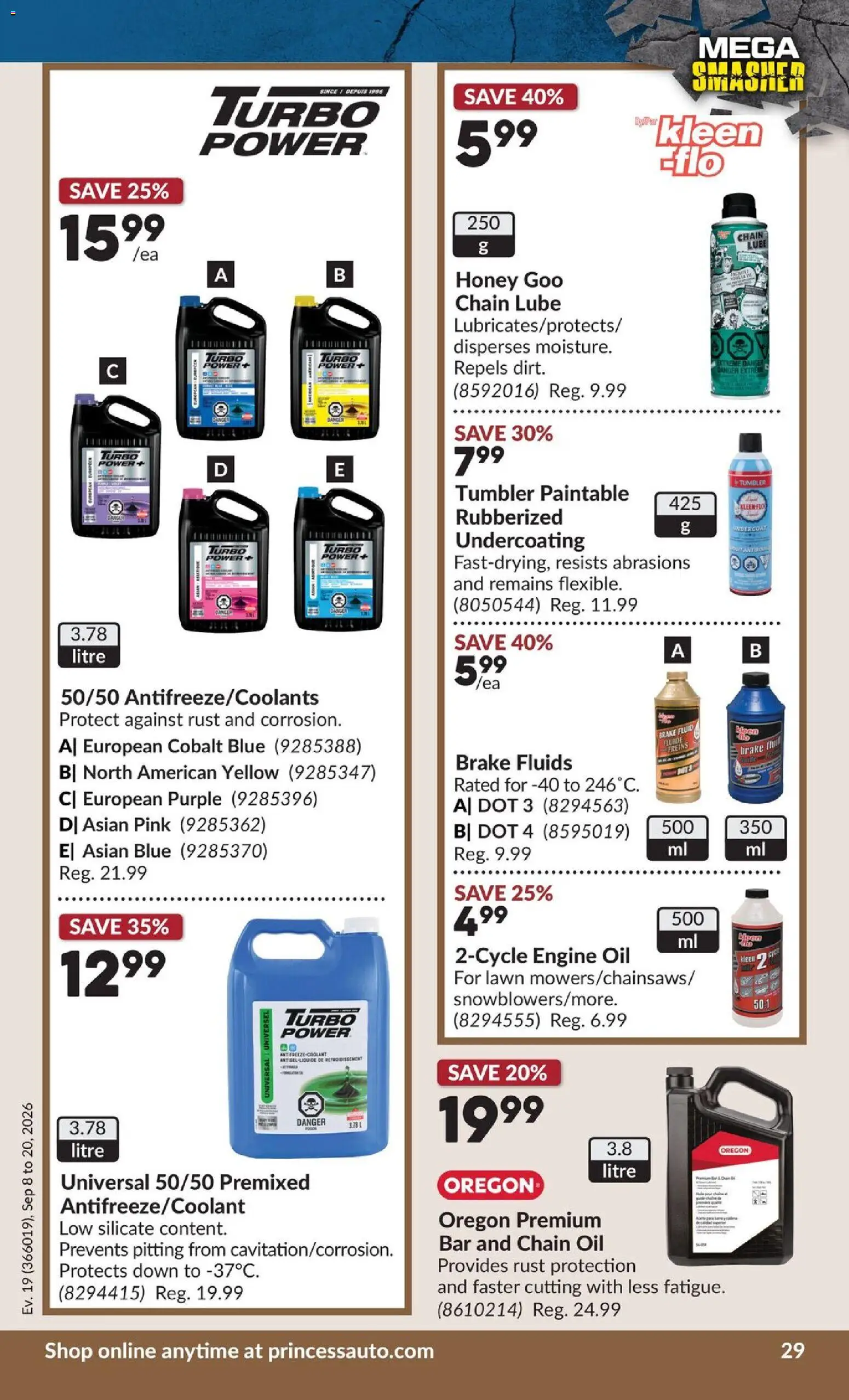 Princess Auto flyer valid from Sep 8, 2026 | Page: 32 | Products: Honey, Oil