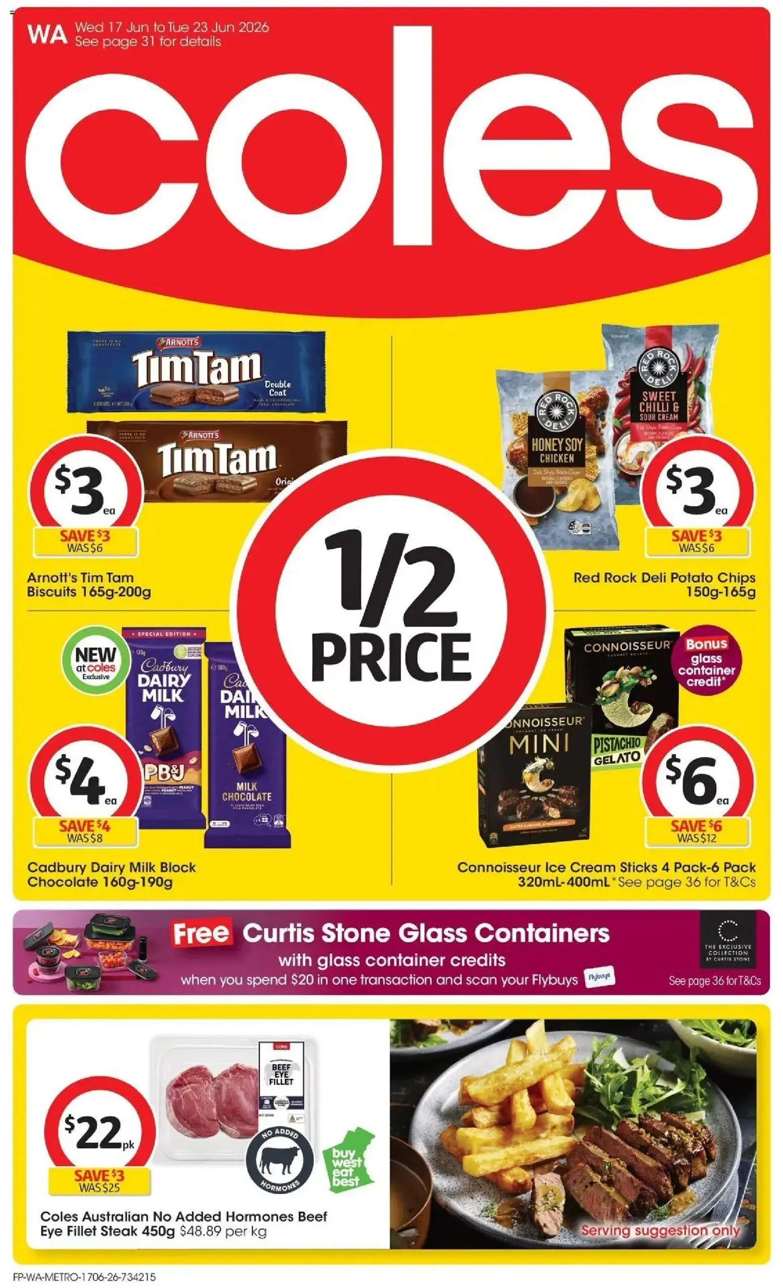 Coles catalogue - valid from 16.06.2026 | Page: 1 | Products: Dairy, Chips, Biscuits, Ice cream