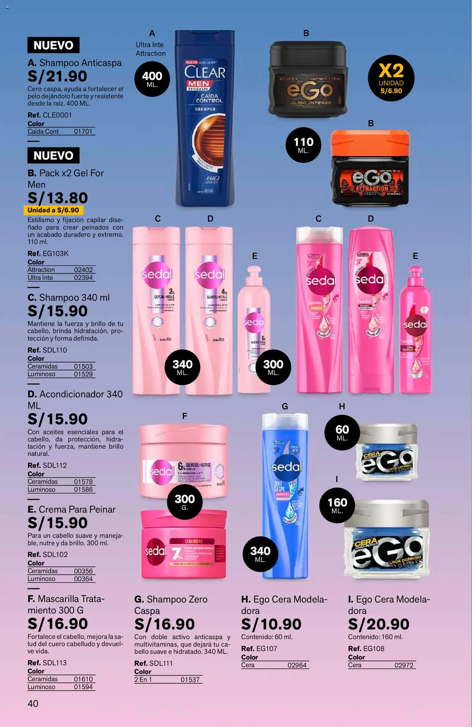 Catálogo Leonisa válido desde 24/08/2026 | Página: 40 | Productos: Shampoo, Acondicionador, Crema