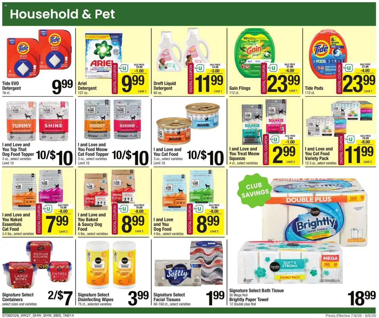 Shaw's Big Book of Savings - valid from 07/08/2026 | Page: 9 | Products: Bath, Dog Food, Cat Food, Detergent