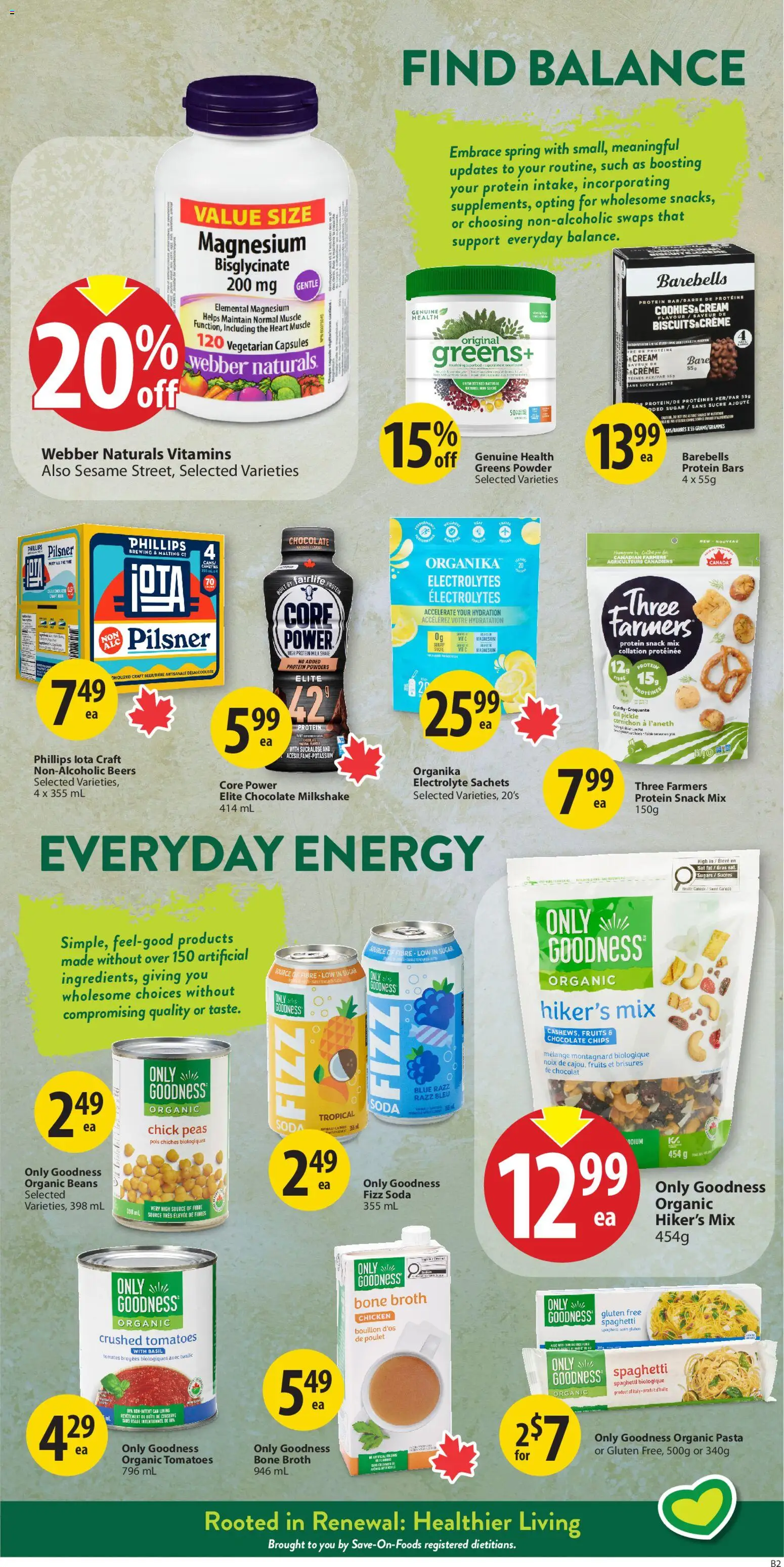 Save on foods flyer valid from 16.04.2026 | Page: 14 | Products: Pasta, Chips, Powder, Chicken