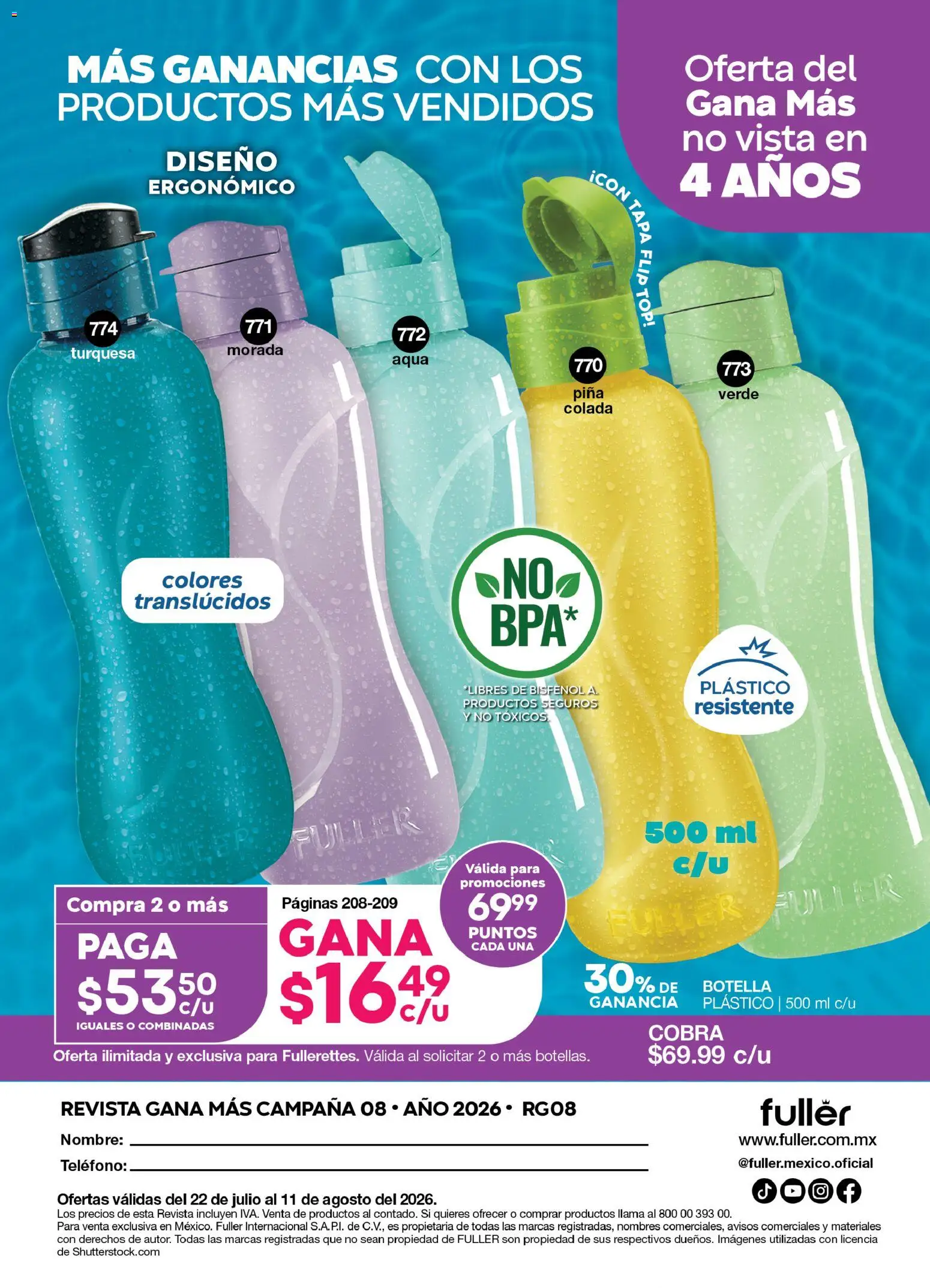 Nuevas ofertas de Fuller válidas en toda la República Mexicana desde el 22/07/2026. ¡Encuentra las mejores ofertas en Fuller Gana Más 8 2026! | Página: 44 | Productos: Piña, Top, Teléfono, Campana