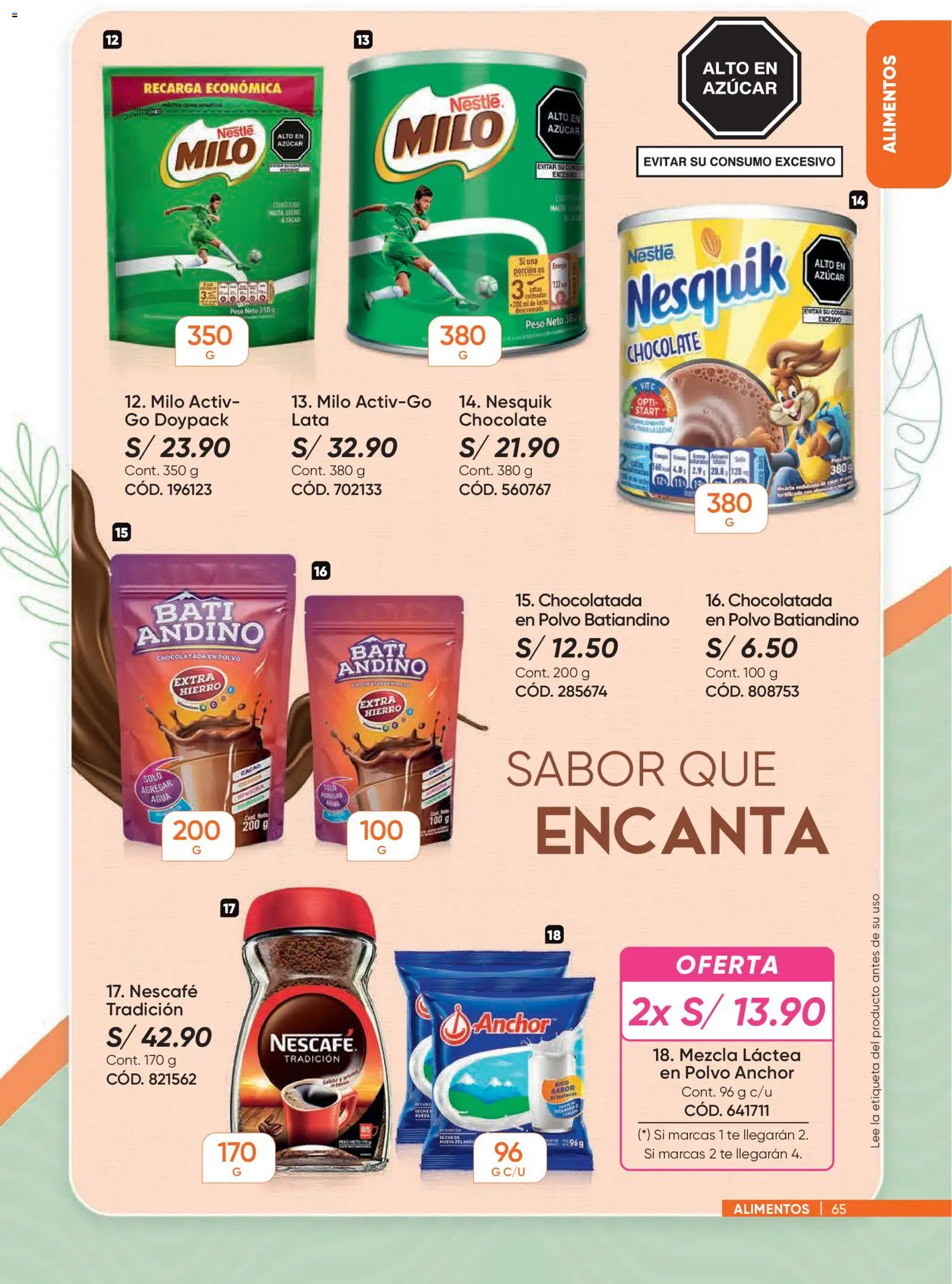 Catálogo Azzorti válido desde 09/03/2026 | Página: 65 | Productos: Leche, Chocolate, Agua, Azúcar