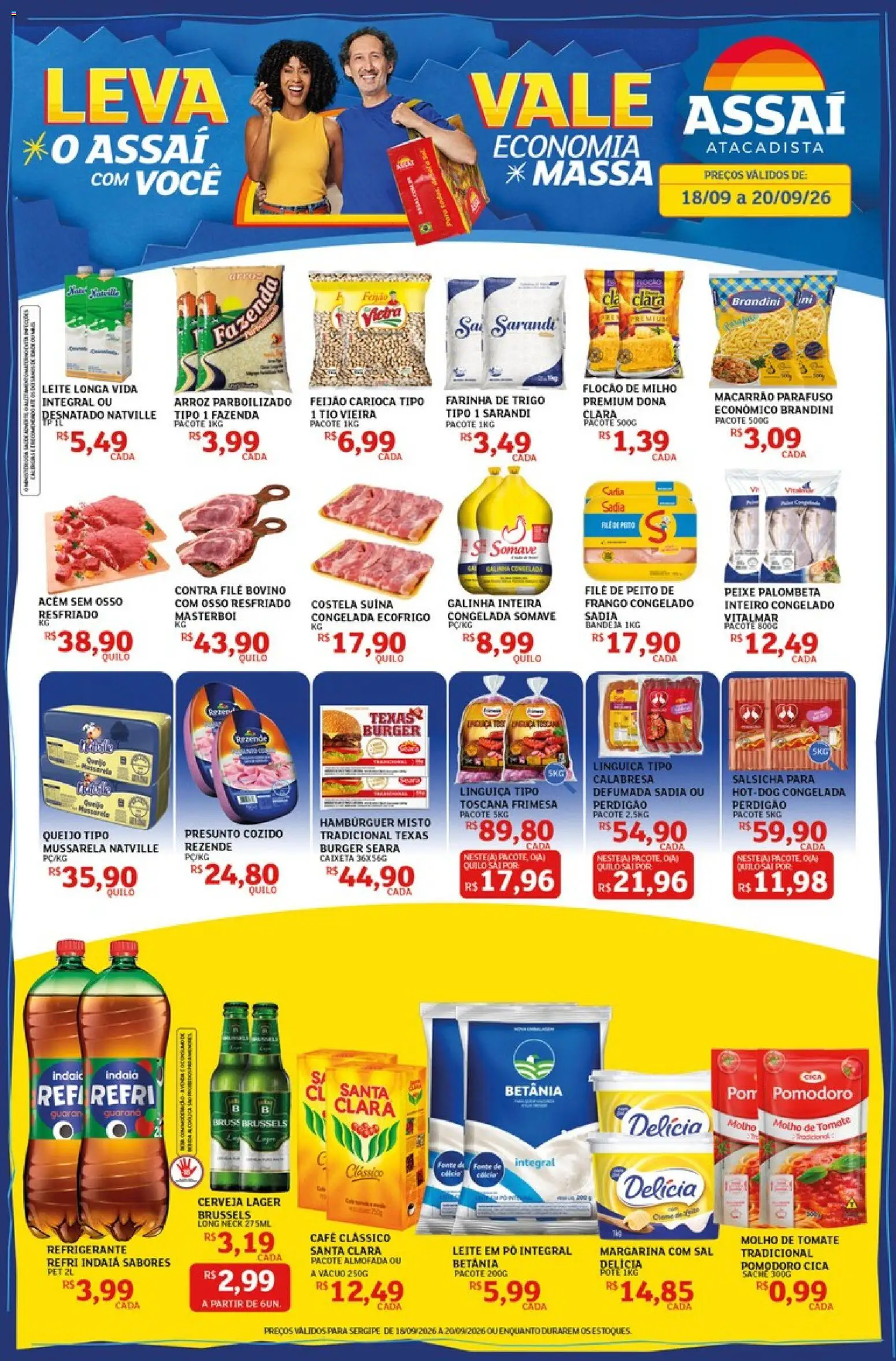 Assaí Atacadista Folheto - válido de 18/09/2026 | Página: 1 | Produtos: Tomate, Contra filé, Arroz, Hambúrguer