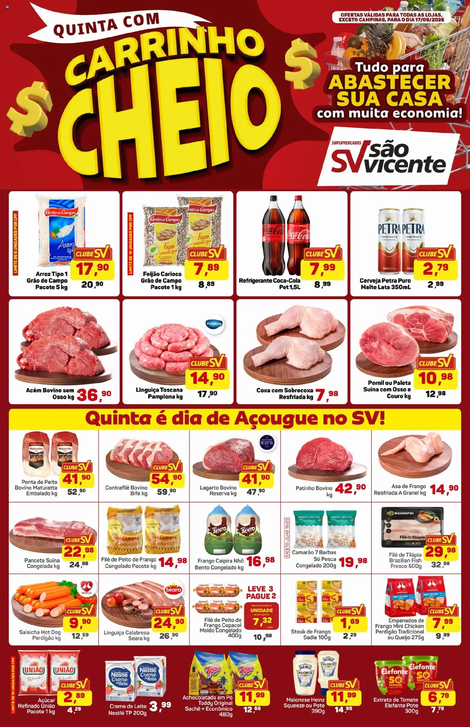 Supermercados São Vicente Folheto - válido de 17/09/2026 | Página: 1 | Produtos: Tomate, Pó, Alimentos, Creme
