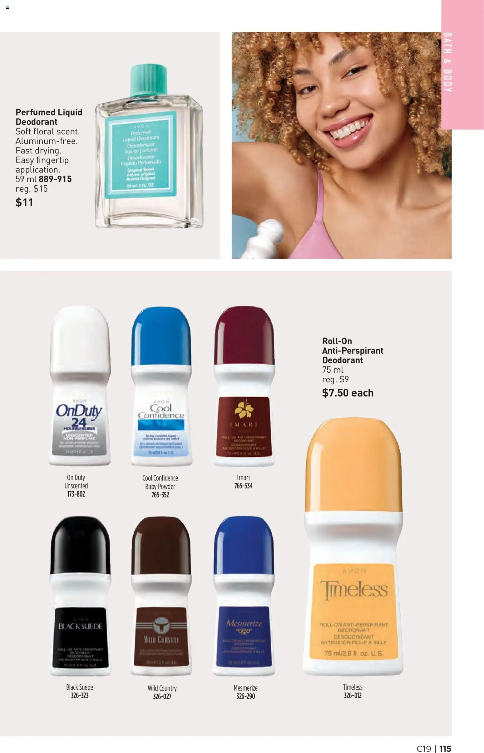Avon flyer valid from Sep 9, 2026 | Page: 115 | Products: Powder, Deodorant, Antiperspirant, Bath