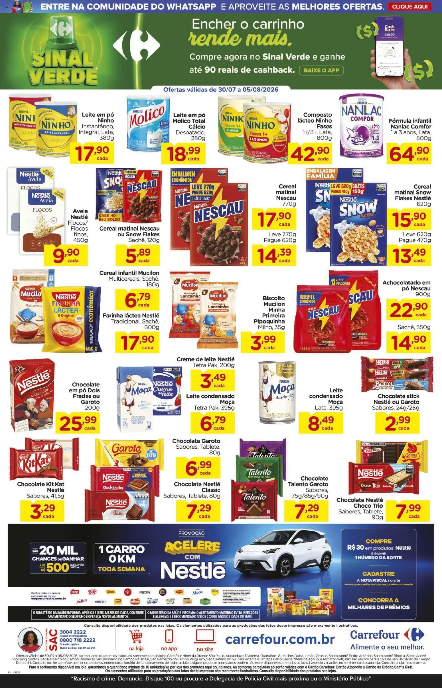 Carrefour Folheto - válido de 30/07/2026 | Página: 2 | Produtos: Leite integral, Fórmula infantil, Leite condensado, Leite em pó