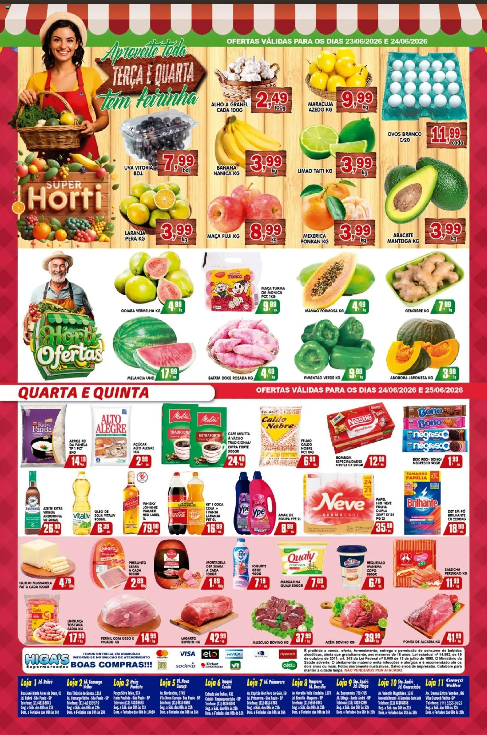 Higa's Supermercado Folheto - válido de 24/06/2026 | Página: 4 | Produtos: Manteiga, Ovos, Bombom, Mussarela