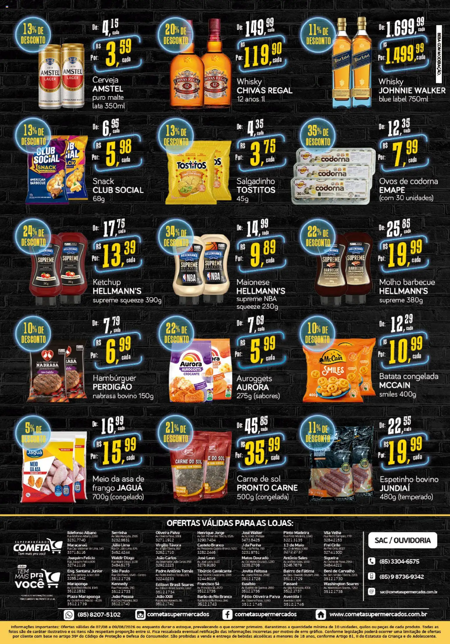 Cometa Supermercados Folheto - válido de 07/08/2026 | Página: 2 | Produtos: Carne, Batata, Frango, Maionese