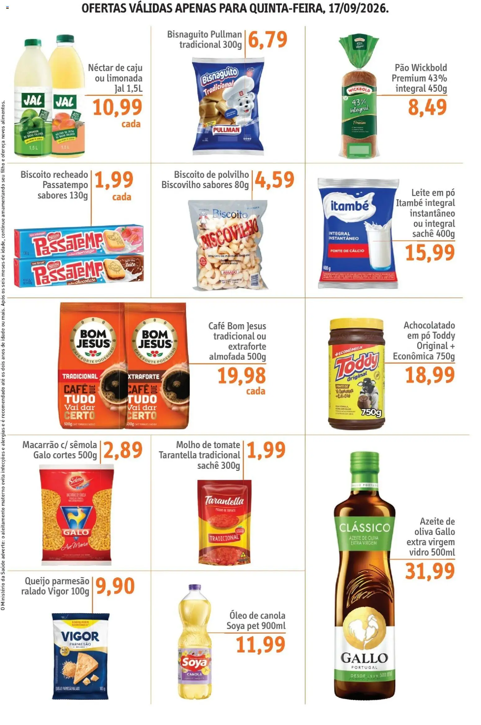 Sonda Folheto - válido de 17/09/2026 | Página: 3 | Produtos: Biscoito, Pão, Macarrão, Azeite de oliva