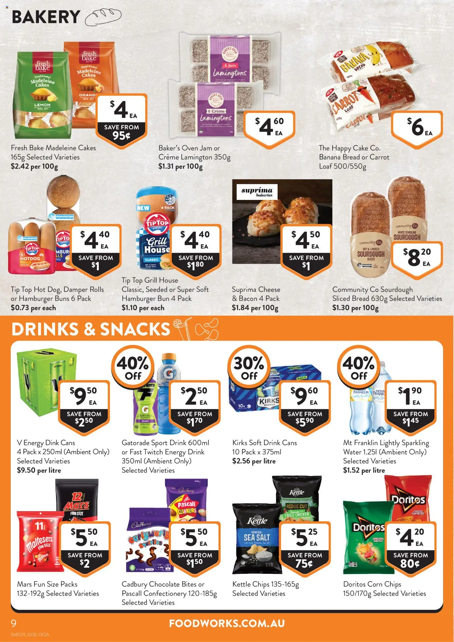 Foodworks catalogue - valid from 12/08/2026 | Page: 9 | Products: Semolina, Hamburger, Chicken, Cake