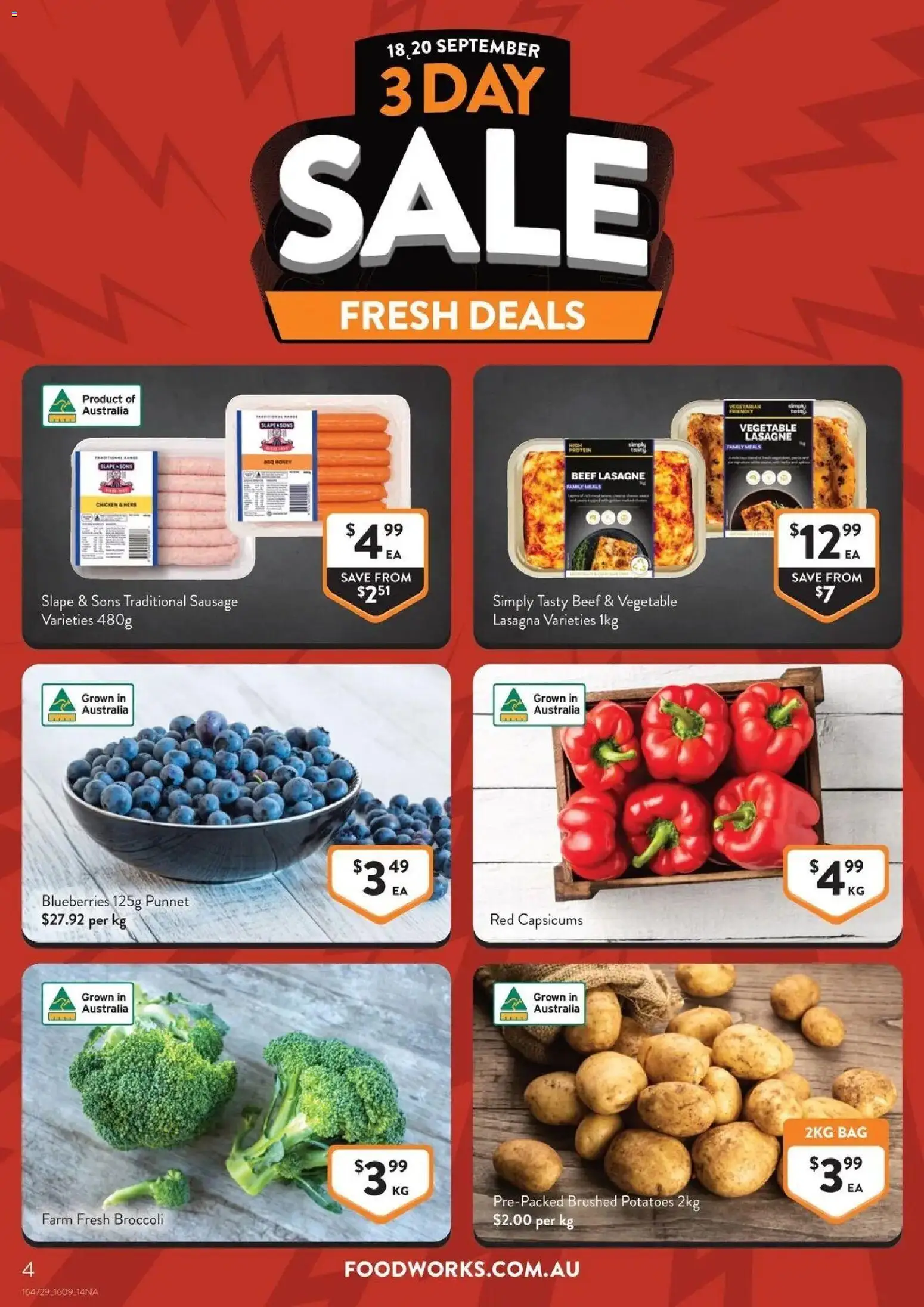 Foodworks catalogue - valid from 16/09/2026 | Page: 4 | Products: Honey, Potatoes, Sausage, Lasagne
