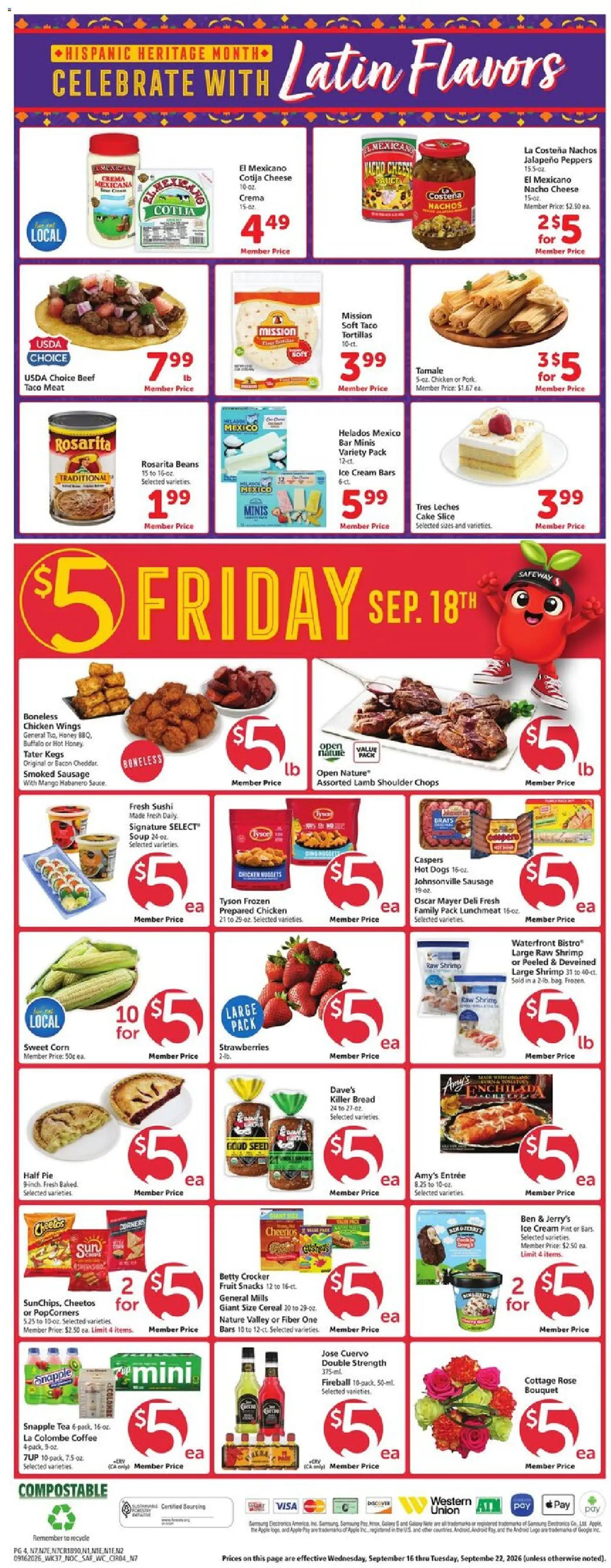 Safeway Weekly Ad - valid from 09/16/2026 | Page: 4 | Products: Corn, Sushi, Mango, Cake