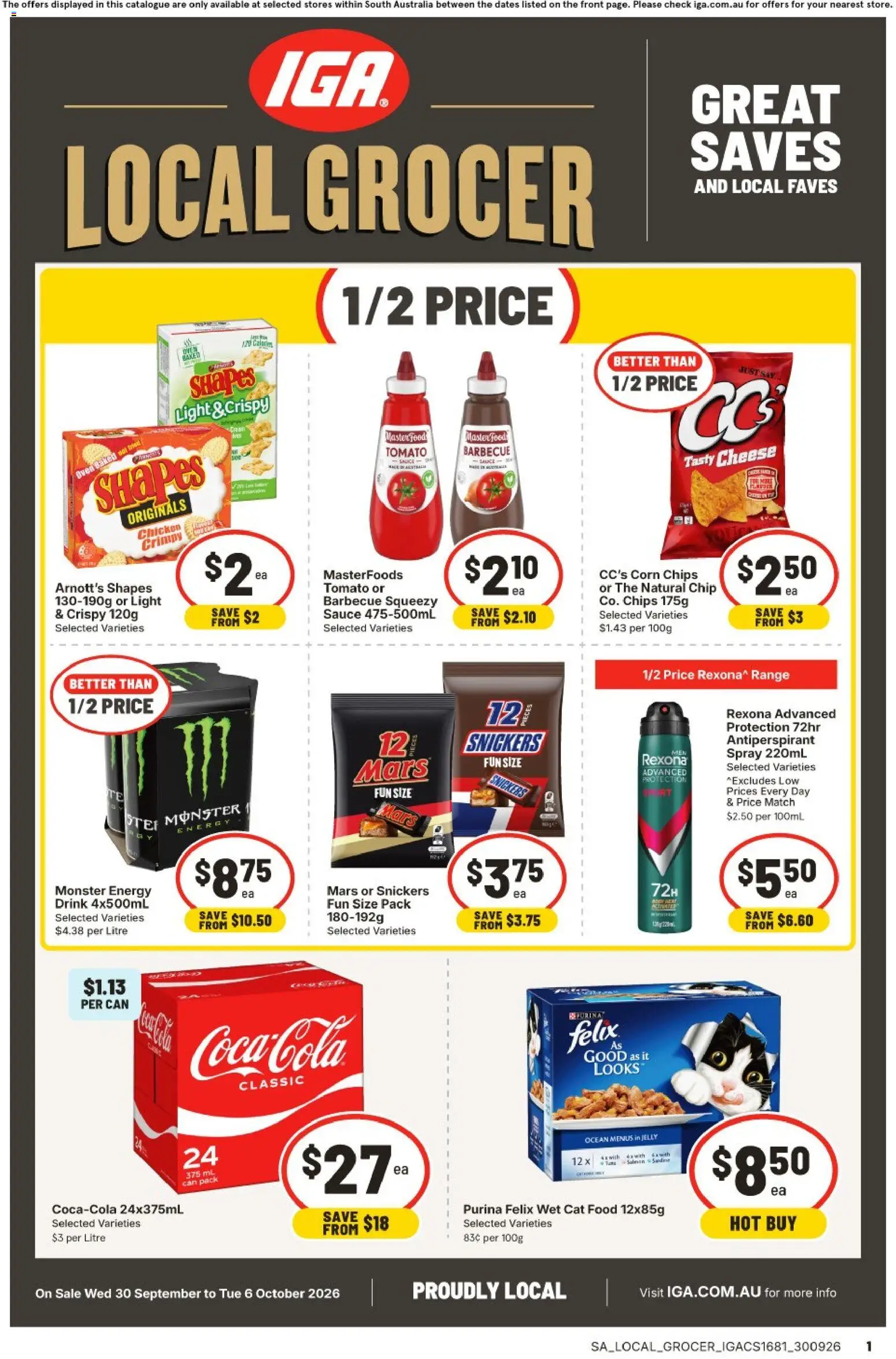 IGA catalogue - valid from 30/09/2026 | Page: 1 | Products: Food, Light, Antiperspirant, Sauce
