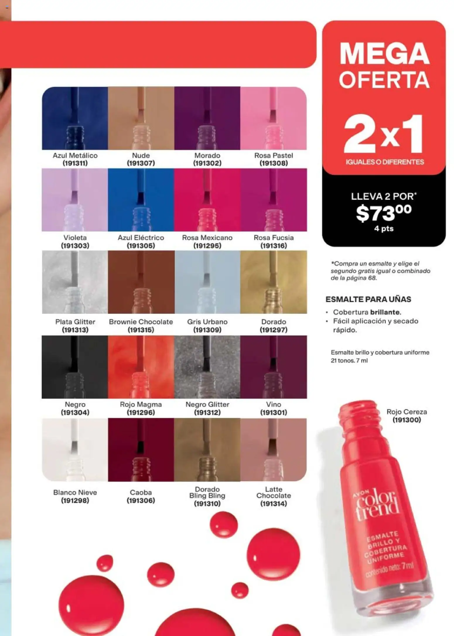Nuevas ofertas de AVON válidas en toda la República Mexicana desde el 11/09/2026. ¡Encuentra las mejores ofertas en AVON campaña 14 2026! | Página: 65 | Productos: Brillo, Glitter, Chocolate, Vino