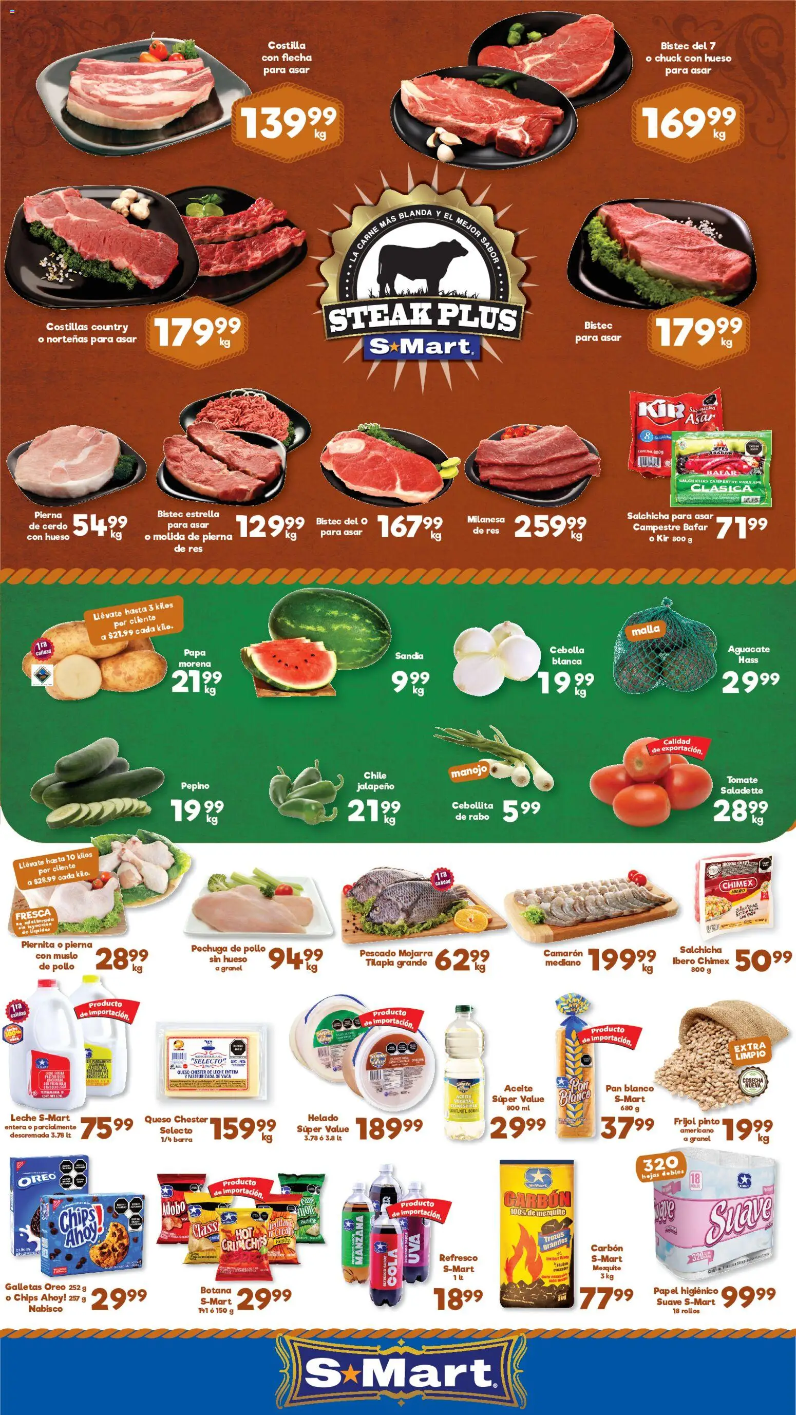 Nuevas ofertas de S-Mart válidas en toda la República Mexicana desde el 17/07/2026. ¡Encuentra las mejores ofertas en S-Mart folleto Nuevo Laredo! | Página: 1 | Productos: Salchicha, Aceite, Aguacate, Barra
