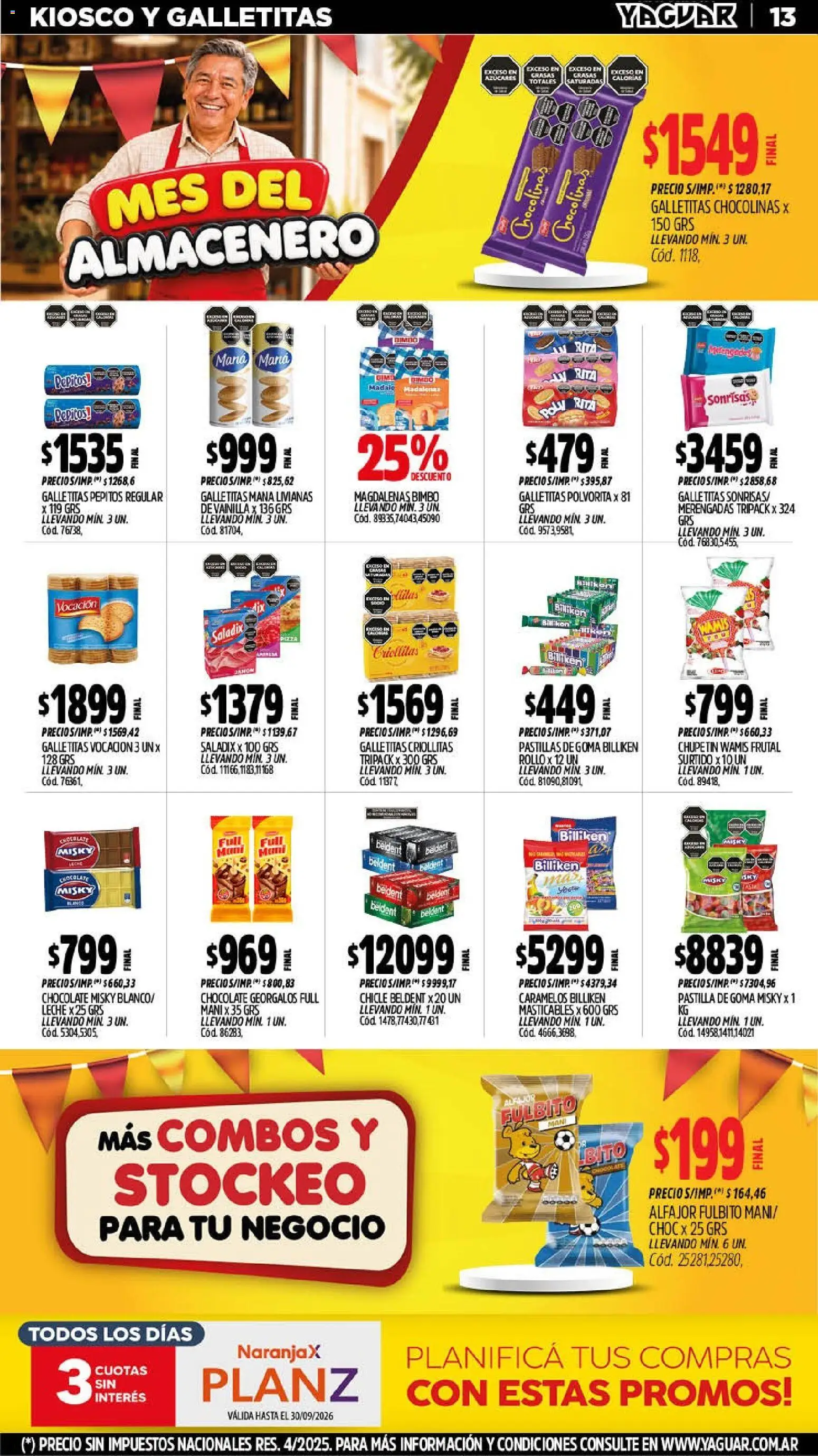 Yaguar - Oferta Semanal General Roca │ válido desde el 07/09/2026 | Página: 13 | Productos: Galletitas, Mani, Chicle, Alfajor