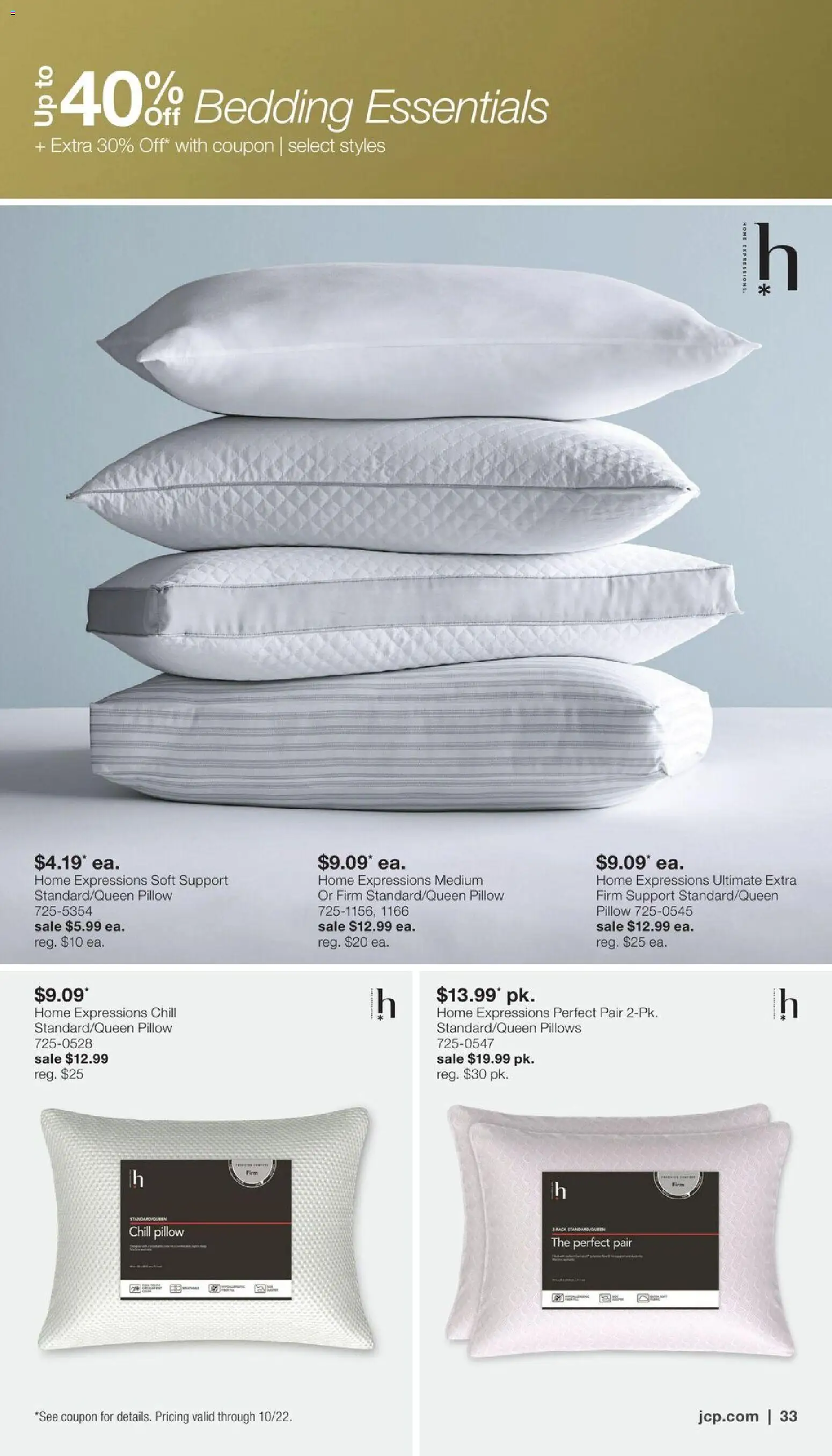 JCPenney Semi-Annual Home Sale - valid from 09/28/2026 | Page: 32 | Products: Pillow, Bedding