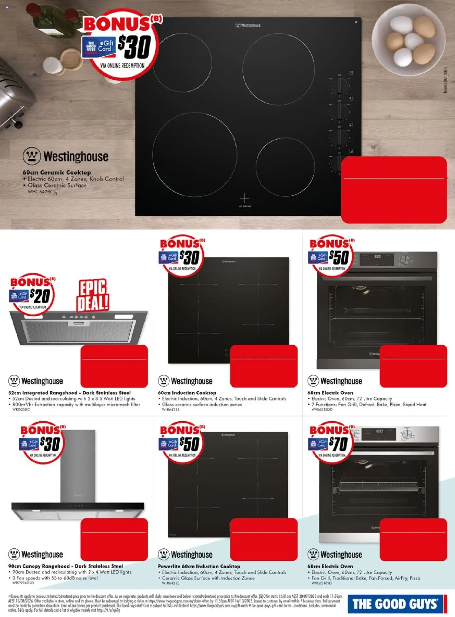 The Good Guys catalogue - valid from 30/07/2026 | Page: 4 | Products: Pizza, Oven, Cooktop, Fan