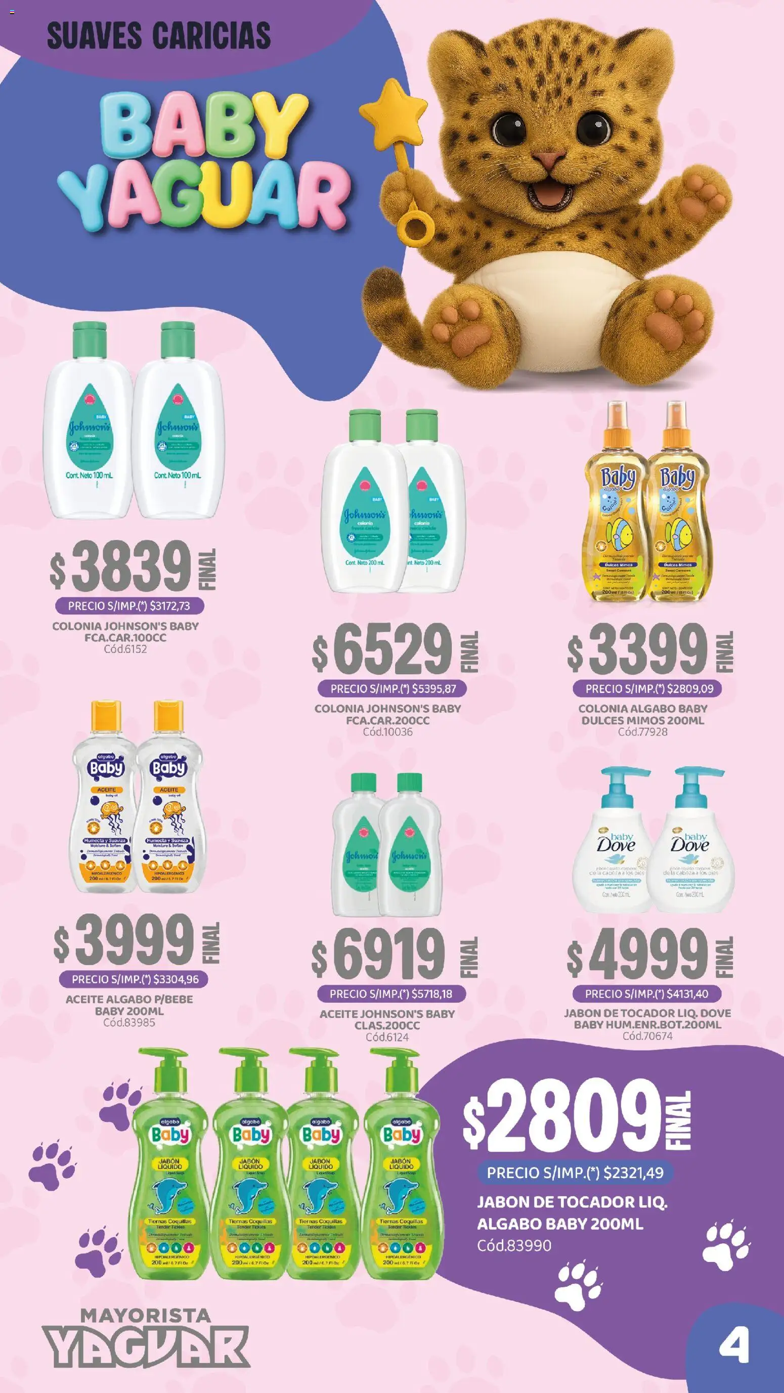 Yaguar - Todo Para Tu Bebe │ válido desde el 21/09/2026 | Página: 4 | Productos: Tender, Aceite, Jabón líquido, Dulces