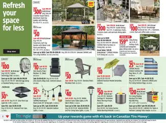 Preview of Canadian Tire weekly flyer from shop Canadian Tire valid from Jul 9, 2026 | Page: 2 | Products: Cap, Table, Chair, Coffee