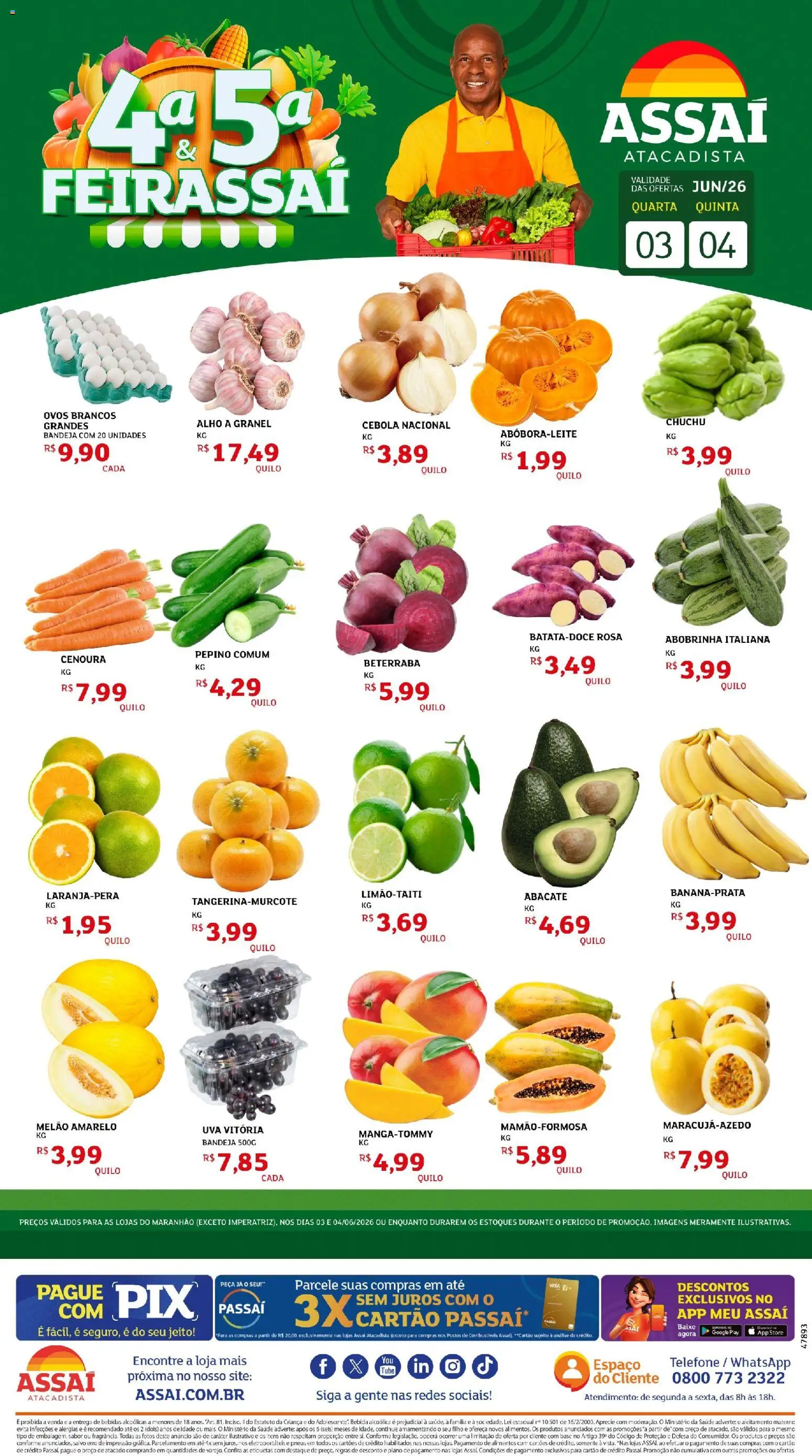 Assaí Atacadista Folheto - válido de 03.06.2026 | Página: 1 | Produtos: Chuchu, Abobrinha, Beterraba, Bebida