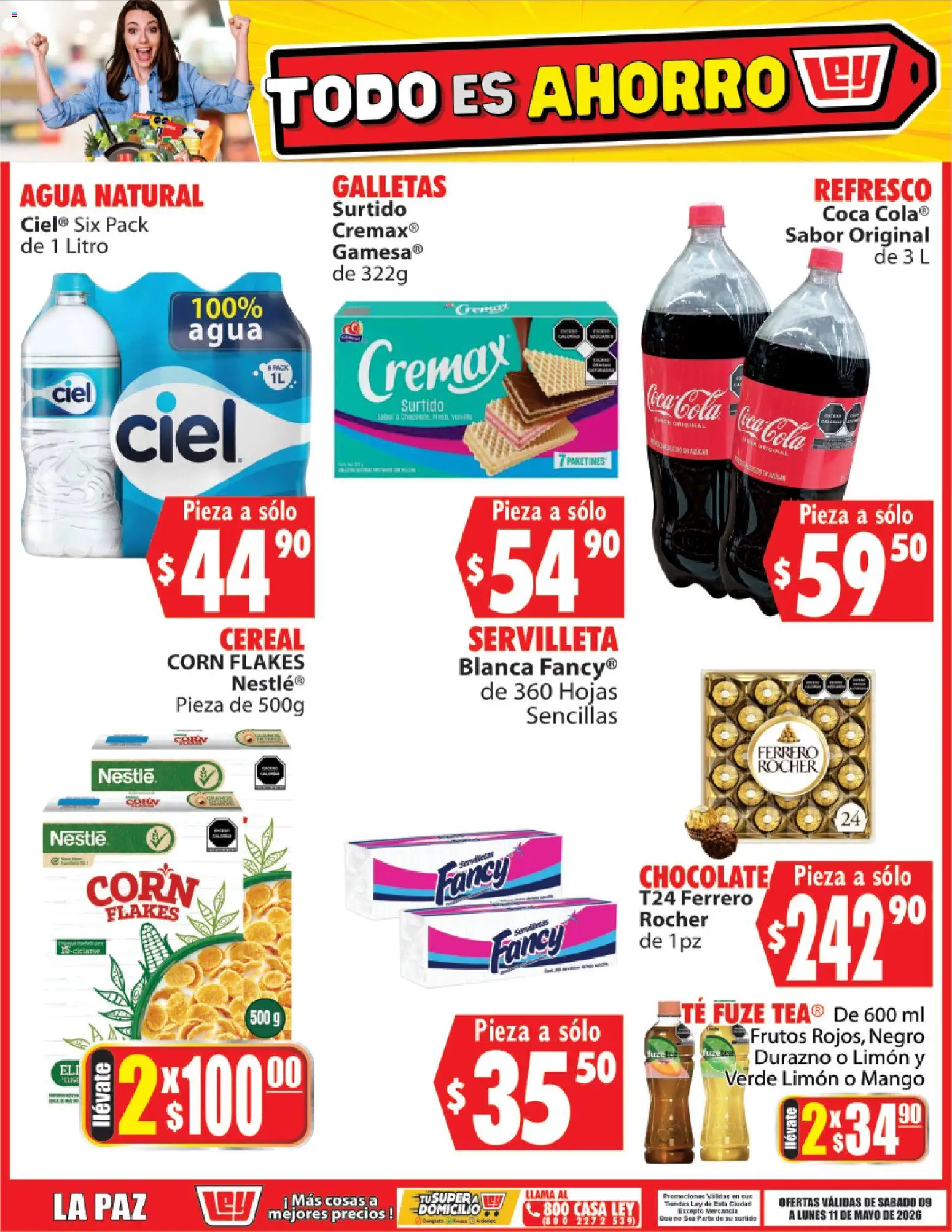 Nuevas ofertas de Casa Ley válidas en toda la República Mexicana desde el 09.05.2026. ¡Encuentra las mejores ofertas en Casa Ley folleto Todo es ahorro! | Página: 5 | Productos: Refresco, Chocolate, Galletas, Té
