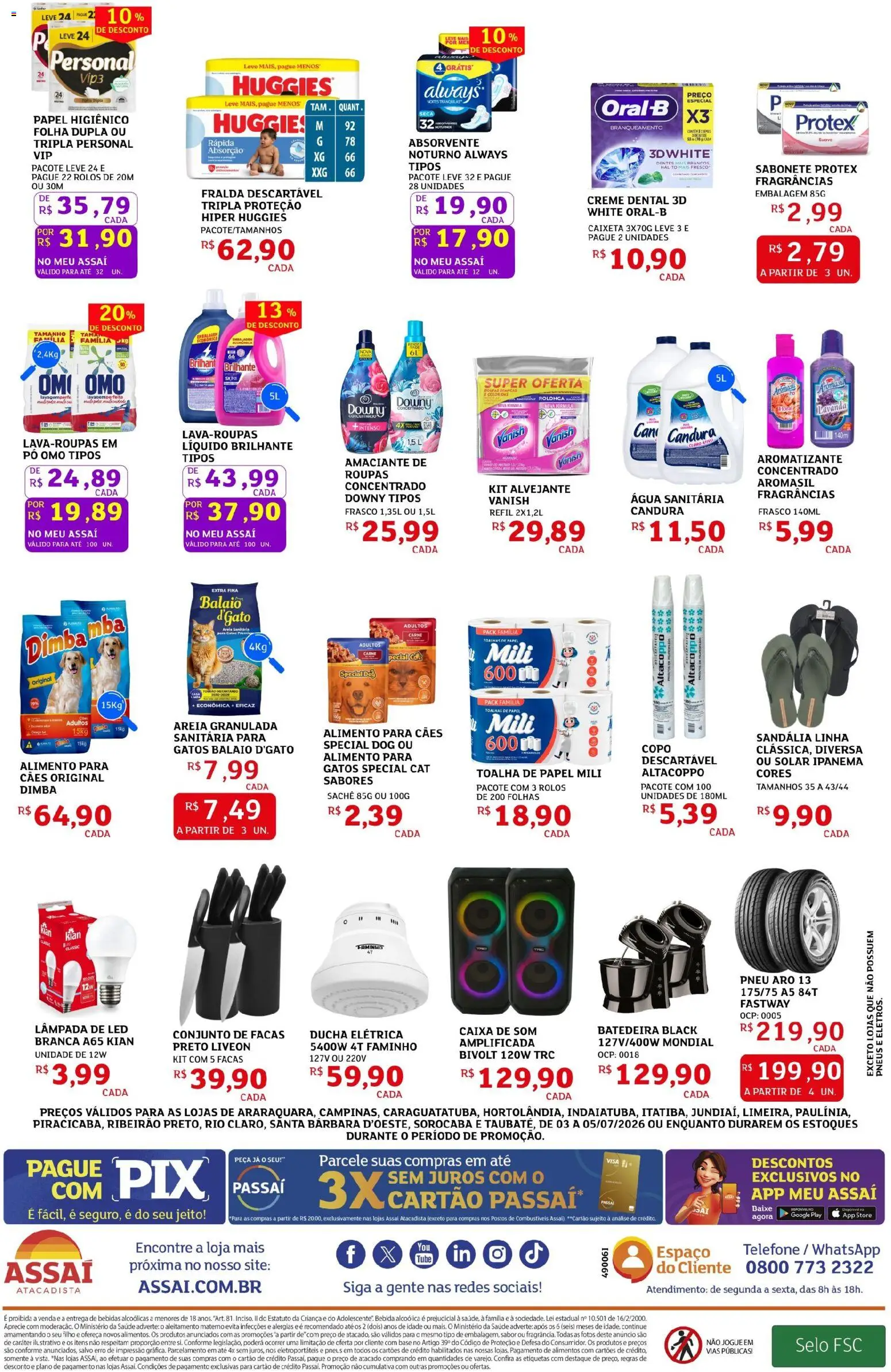 Assaí Atacadista Folheto - válido de 03/07/2026 | Página: 2 | Produtos: Creme, Sabonete, Telefone, Creme dental