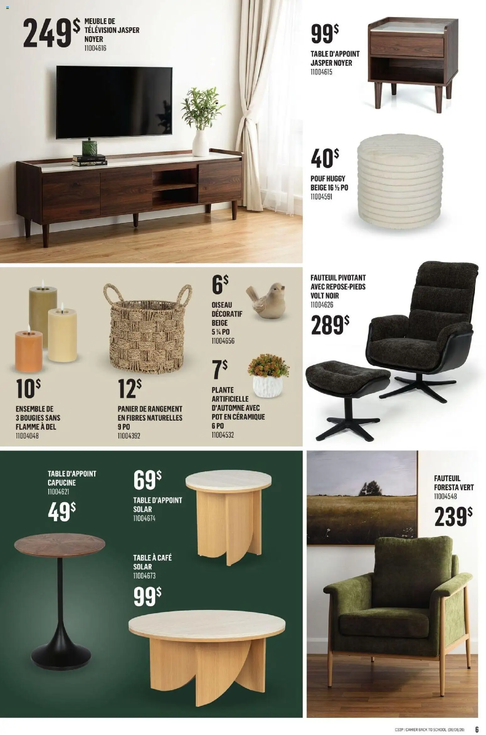 Canac flyer valid from Aug 6, 2026 | Page: 6 | Products: Television, Table