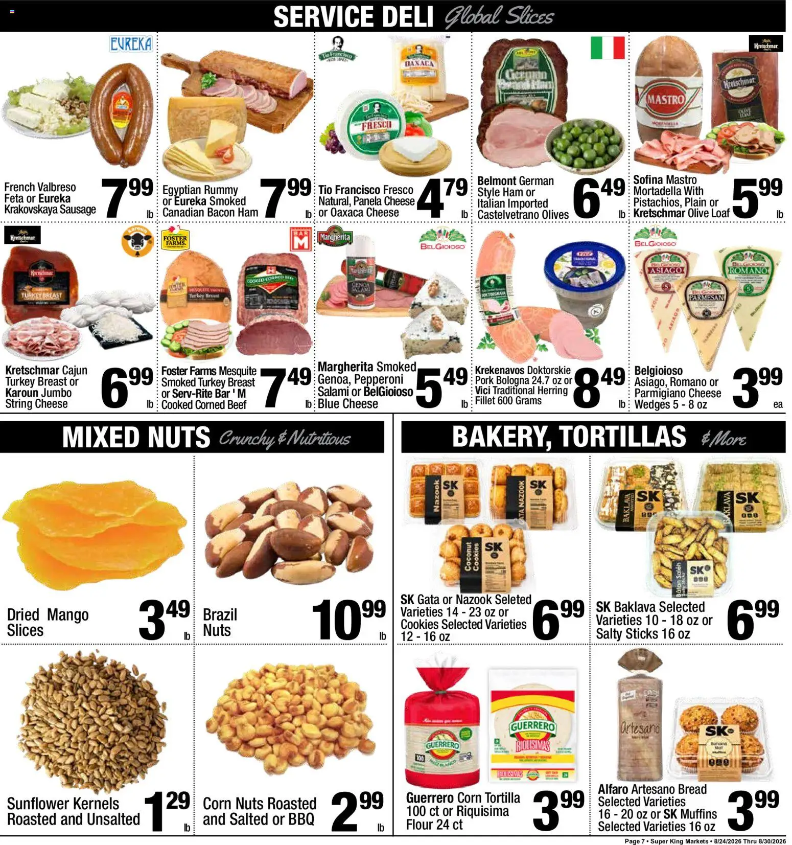 Super King Weekly Ad - valid from 08/24/2026 | Page: 7 | Products: Olives, Bacon, Mango, Flour