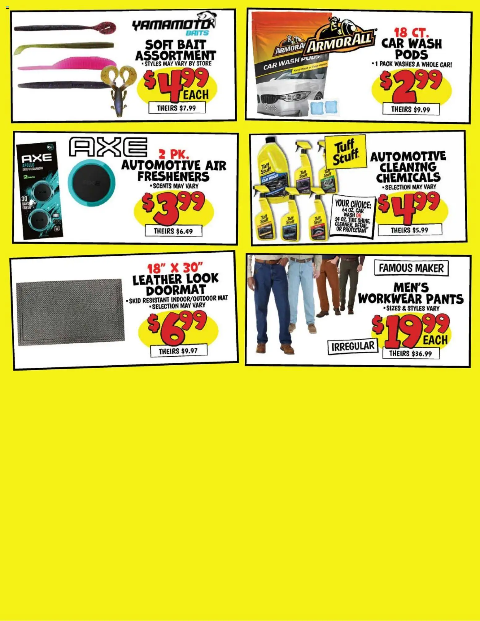 Ollie's Weekly Ad - valid from 08/04/2026 | Page: 4 | Products: Workwear, Tire, Pants, Bait
